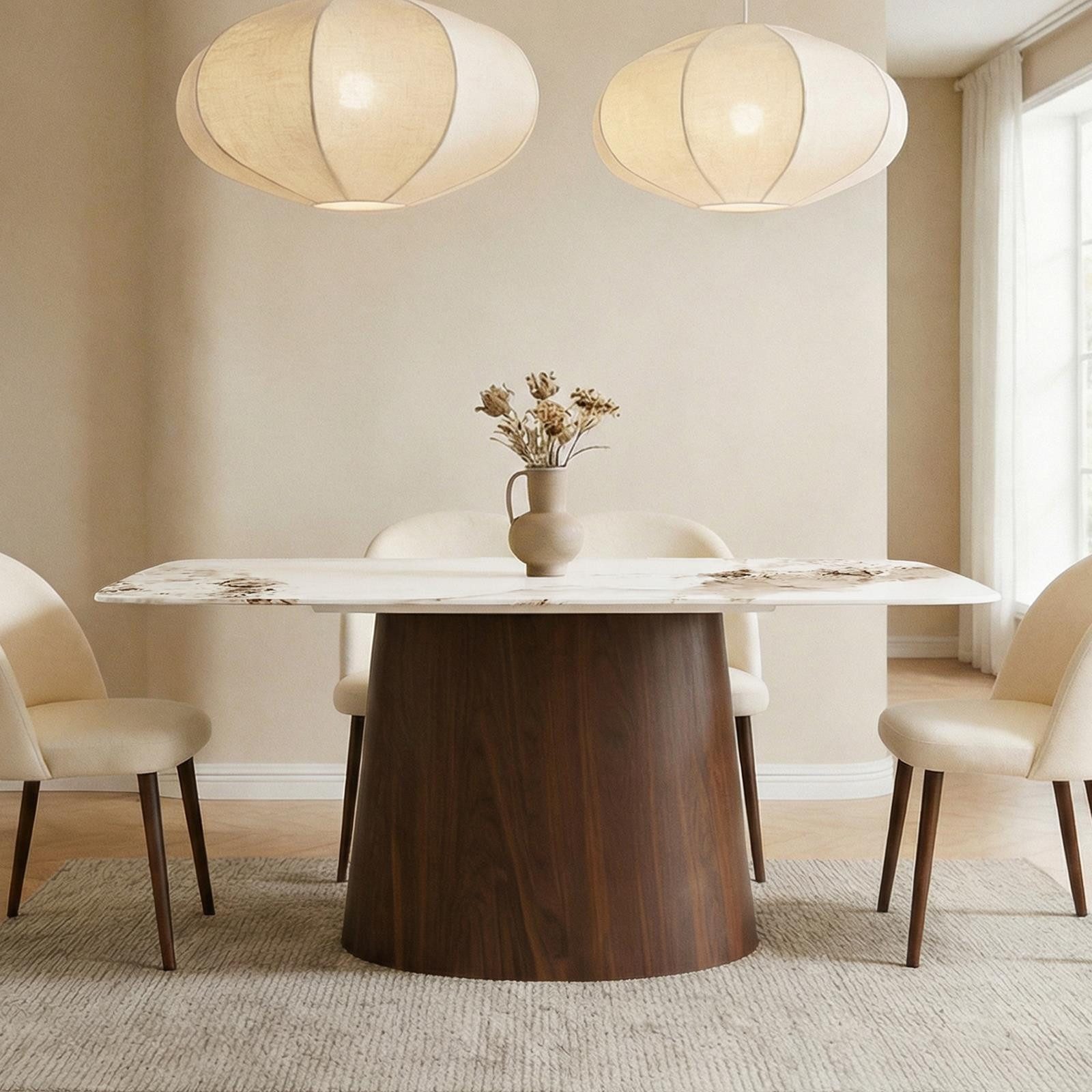 IDIMEX Esstisch NAMOS, Design Tisch 180x90 cm in Marmor-Optik aus Keramik und MDF Weiß/Braun
