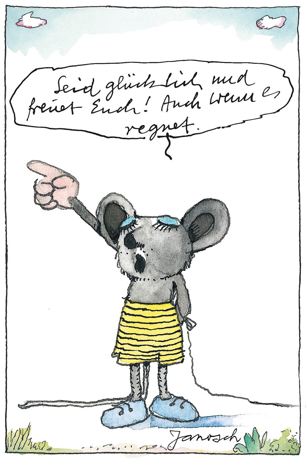 LuckyLinde Leinwandbild Die kleine Maus - Seid glücklich…, Figuren, Filmfiguren, Motivationsbilder, Mäuse, Schriftzug, Sprüche, Tiere, little star (1 St), Exklusive JANOSCH Kindermotive