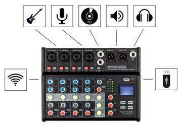 Pronomic Mischpult B-603 6-Kanal Mini-Mixer - Live/Studio DJ Mixer, mit Bluetooth und USB-Recording