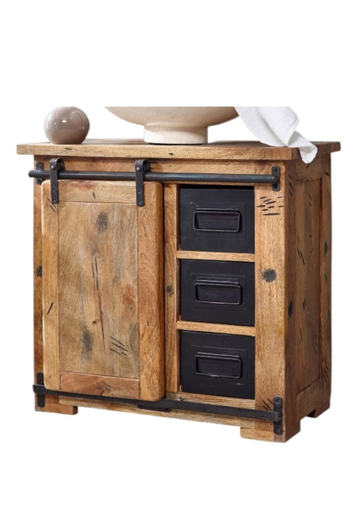 Main Möbel Waschbeckenunterschrank Waschbeckenunterschrank 68x64cm 'Railroad' Mango & Eisen