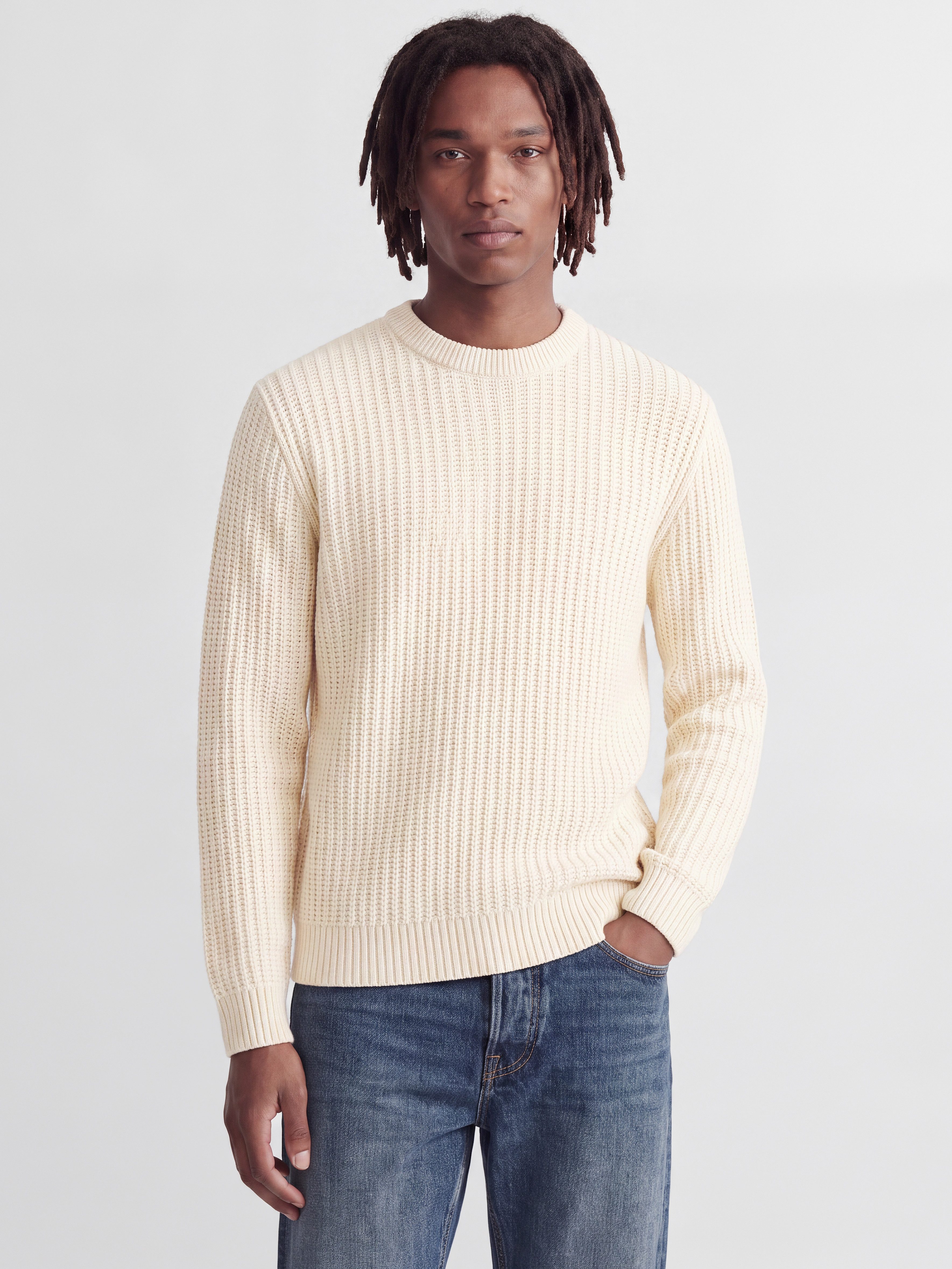 Jack & Jones Rundhalspullover JJJAXON KNIT CREW NECK Materialmix, normal geschnitten