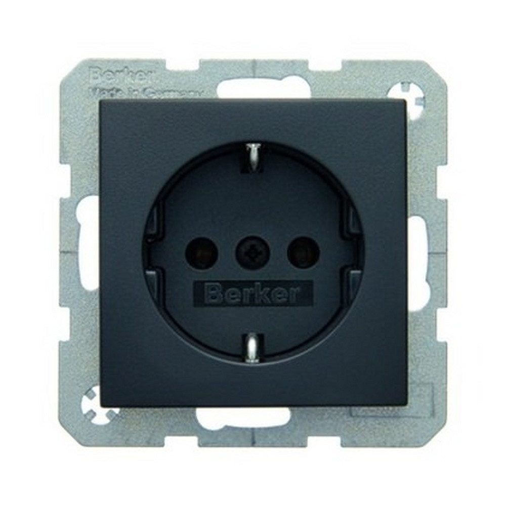 Berker Unterputz-Steckdose, 1fach anthrazit matt Unterputz horizontal/vertikal IP20 Zentralplatte