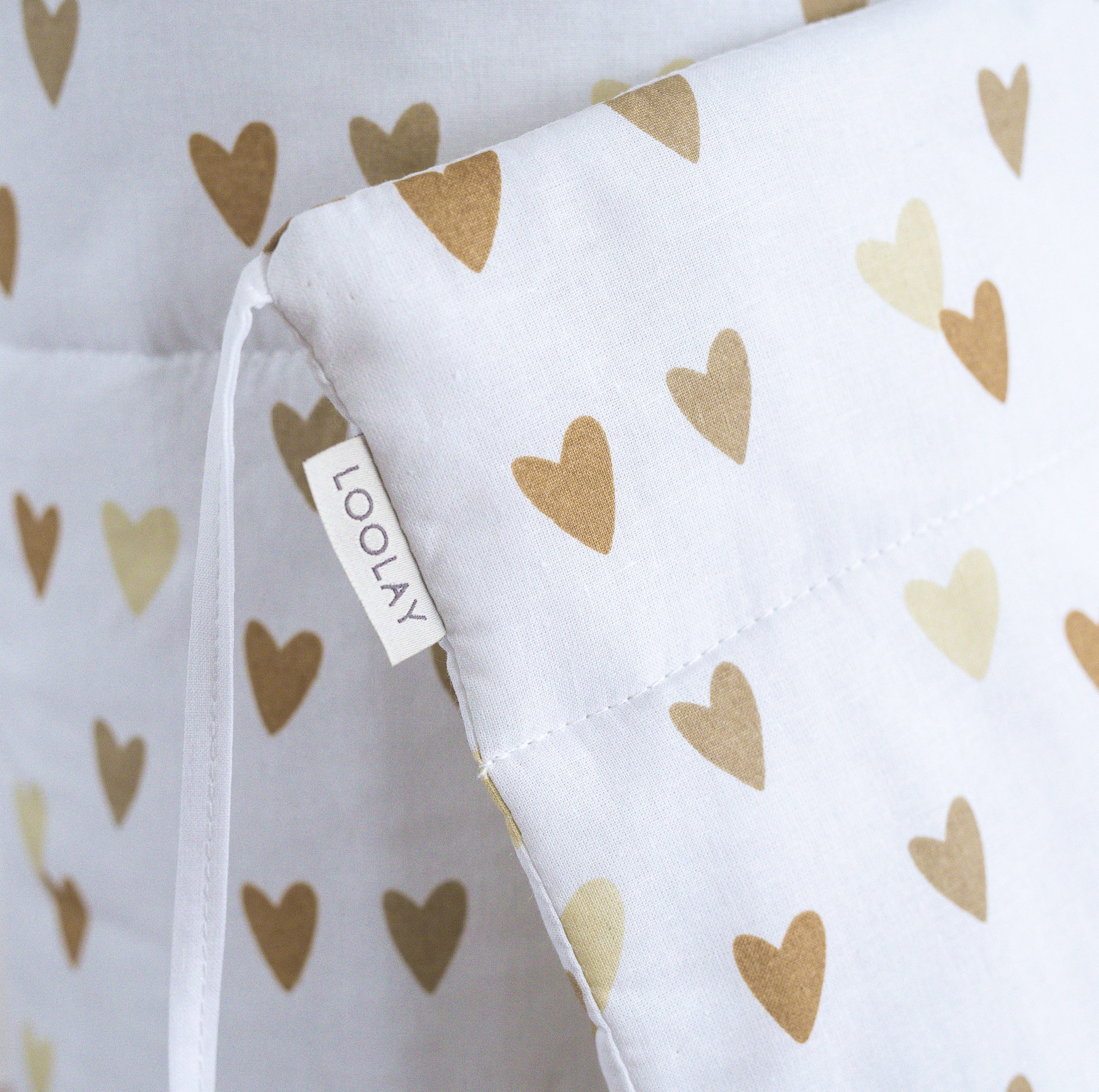 Bettnestchen HERZCHEN Beige Braun Baumwolle Atmungsaktives Babybett BETTUMRANDUNG