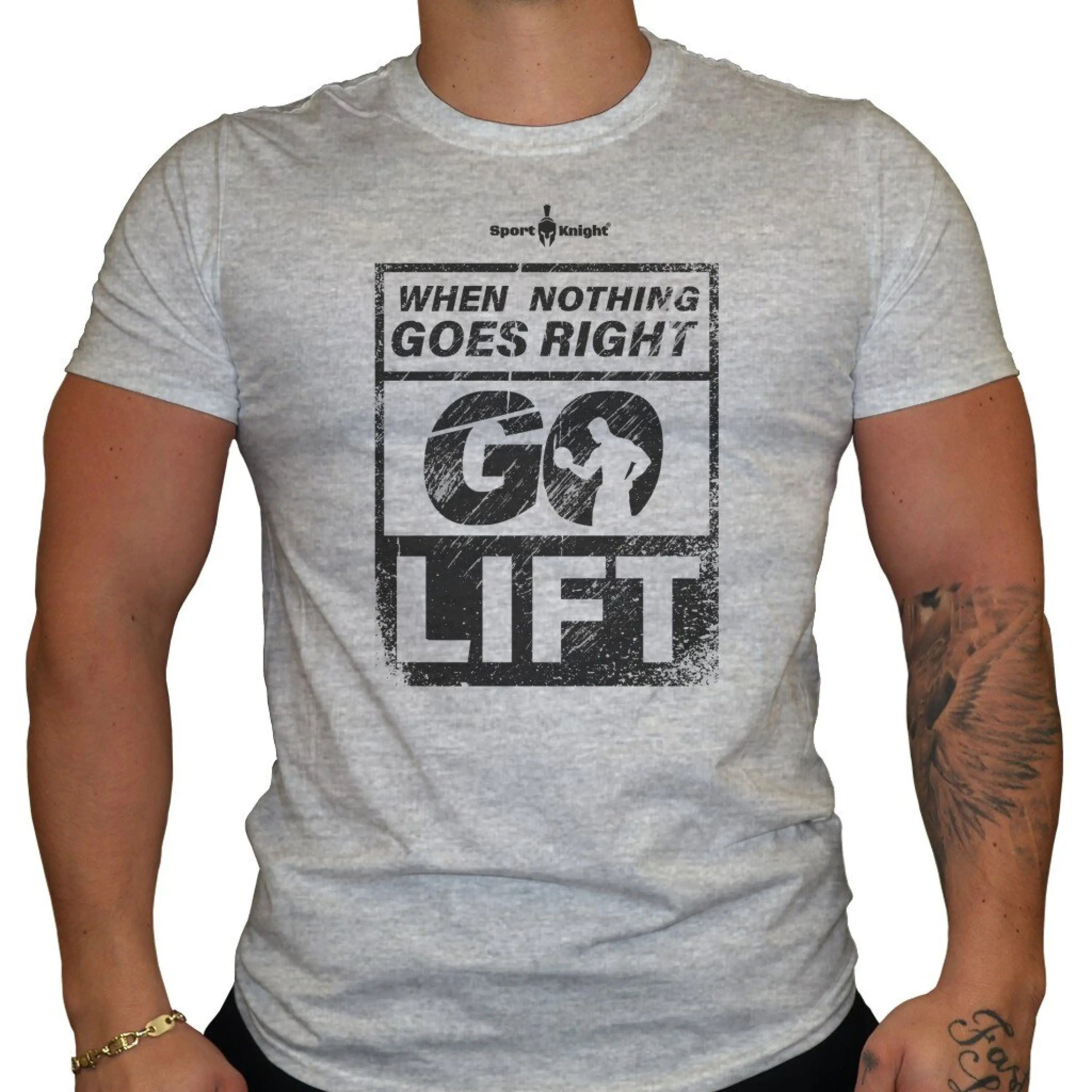 T-Shirt Sport-Knight® Herren Fitness T-Shirt "When Nothing Goes Right Go Lift"