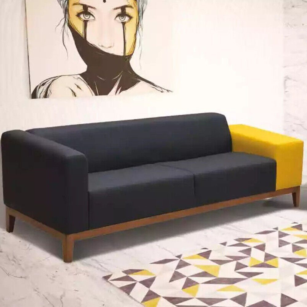 JVmoebel Sofa Schwarzer Dreisitzer Sofa Couch Luxus Möbel Textil Polstersofa, Made in Europe