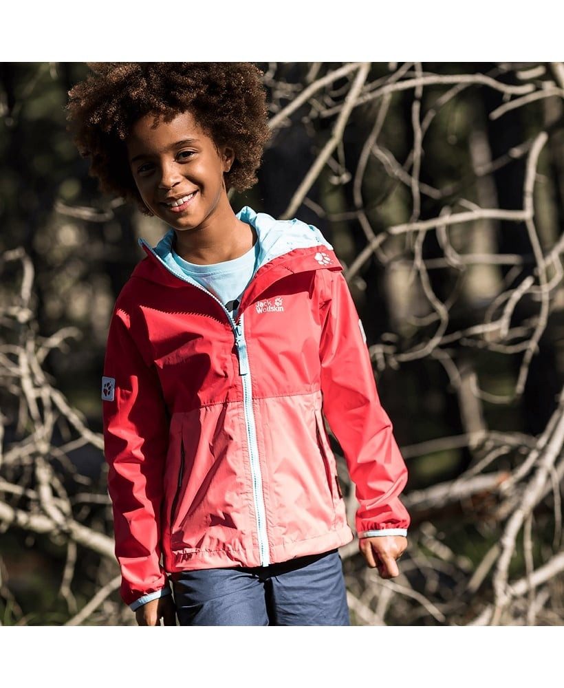 Jack Wolfskin Regenjacke Rainy (wind- und wasserdicht) rot Kinder