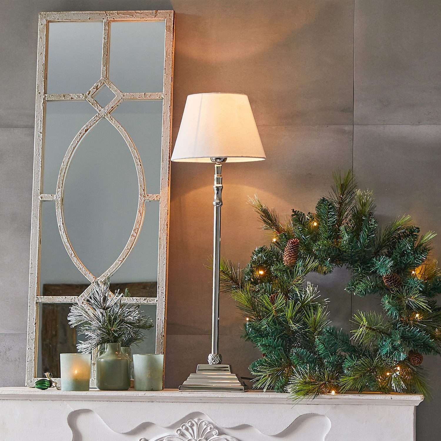 Mirabeau Tischleuchte Tischlampe Mayfair weiß/silber günstig online kaufen