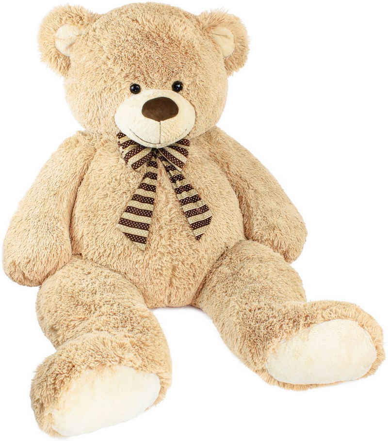 BRUBAKER Kuscheltier Riesen XXL Teddybär (150 cm) (1-St., mit gestreifter Schleife), großer Teddy Bär, Stofftier Plüschtier