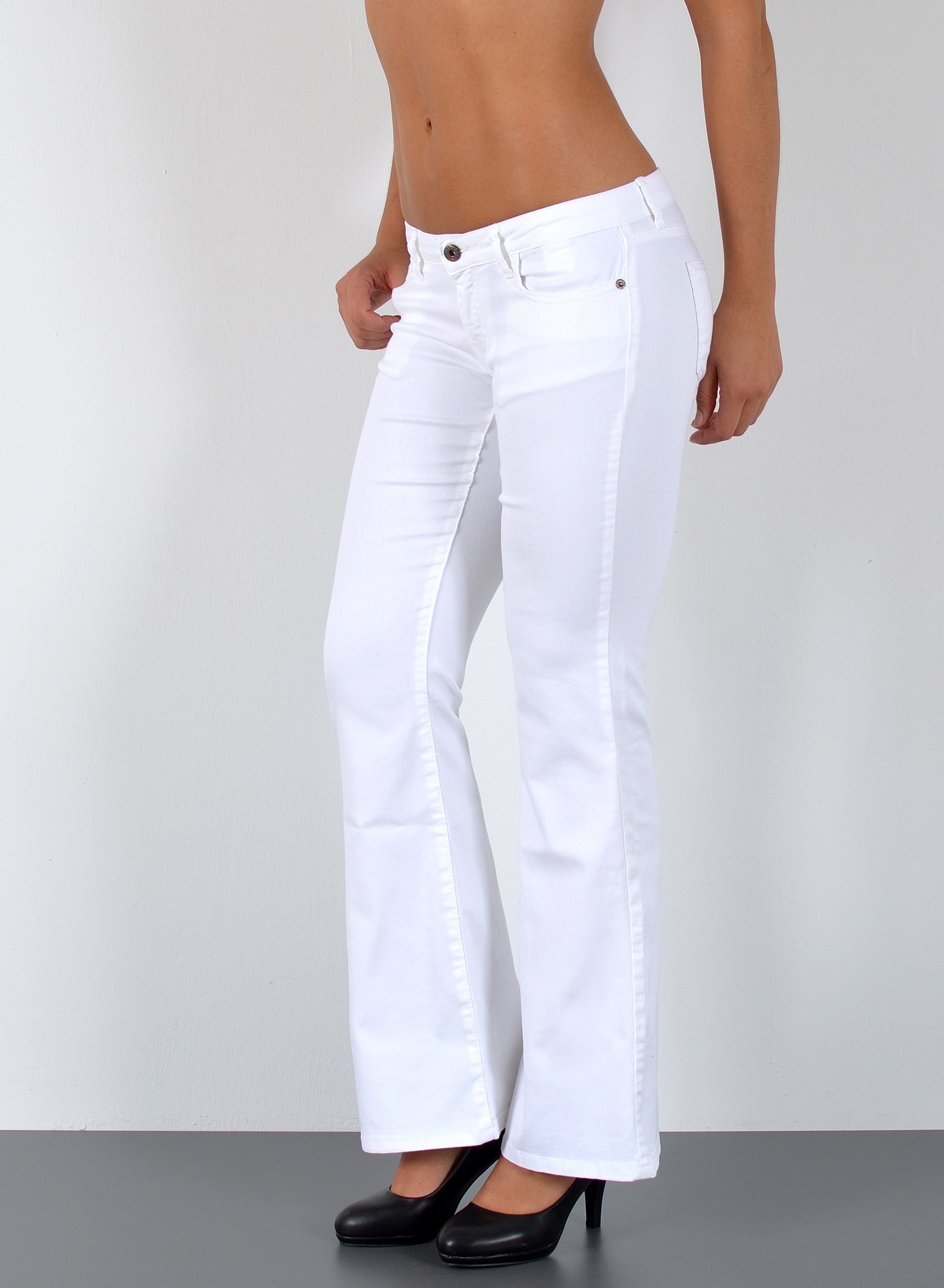 ESRA Bootcut-Jeans Damen Schlaghose Bootcut Jeans Damen Stretch Hose bis Übergröße B3 Damen Jeans Bootcut Hose Wide Leg Jeanshose Low Waist bis Plus Size