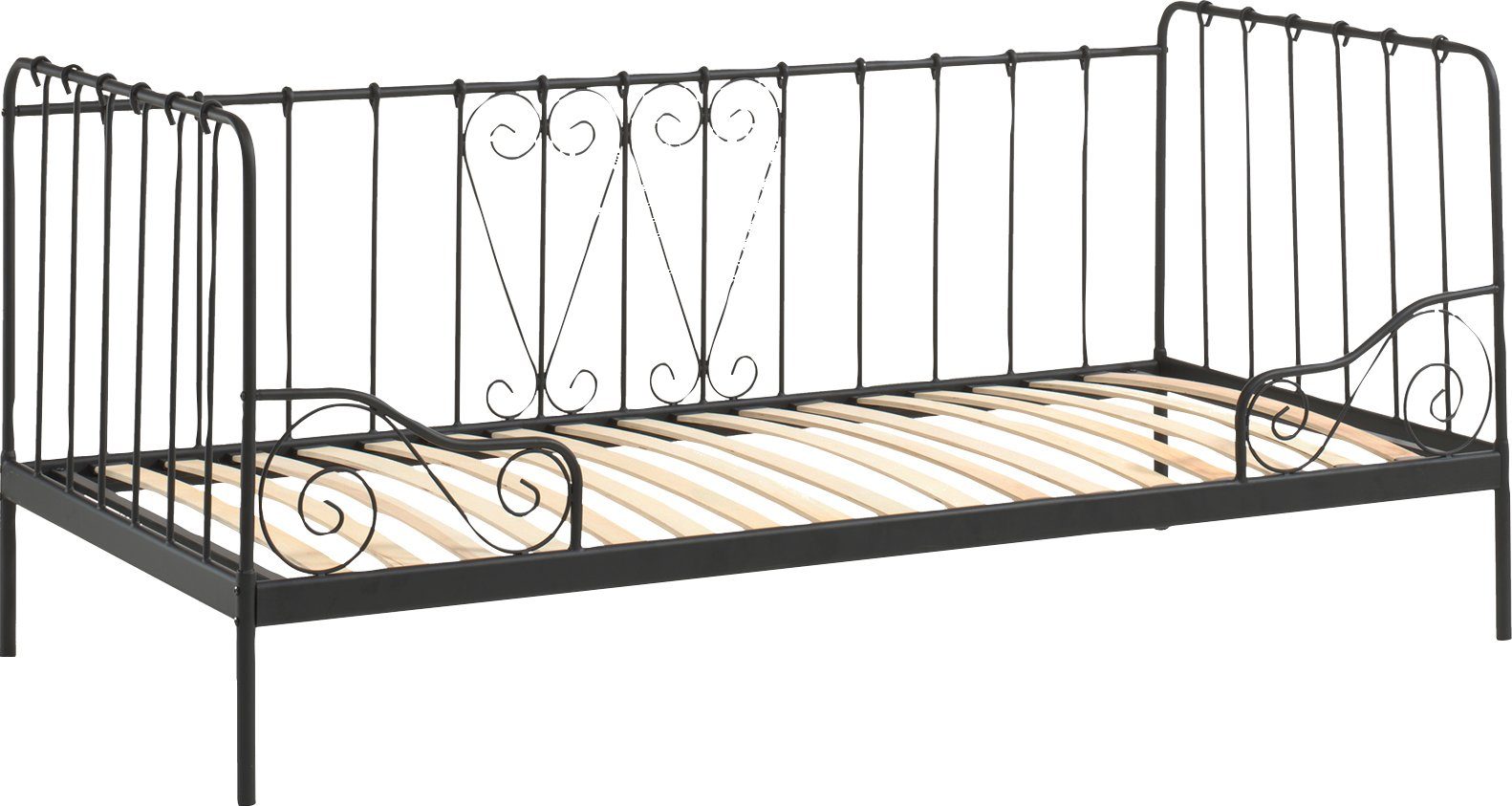 Vipack Jugendbett Alice, Bettgestell Metall, pulverbeschichtet, in nostalgischem Design (B/H/T ca. 205x89,5x94,5cm, zwei Farben zur Auswahl), Metallbett inkl. Lattenrost, stabil und standfest