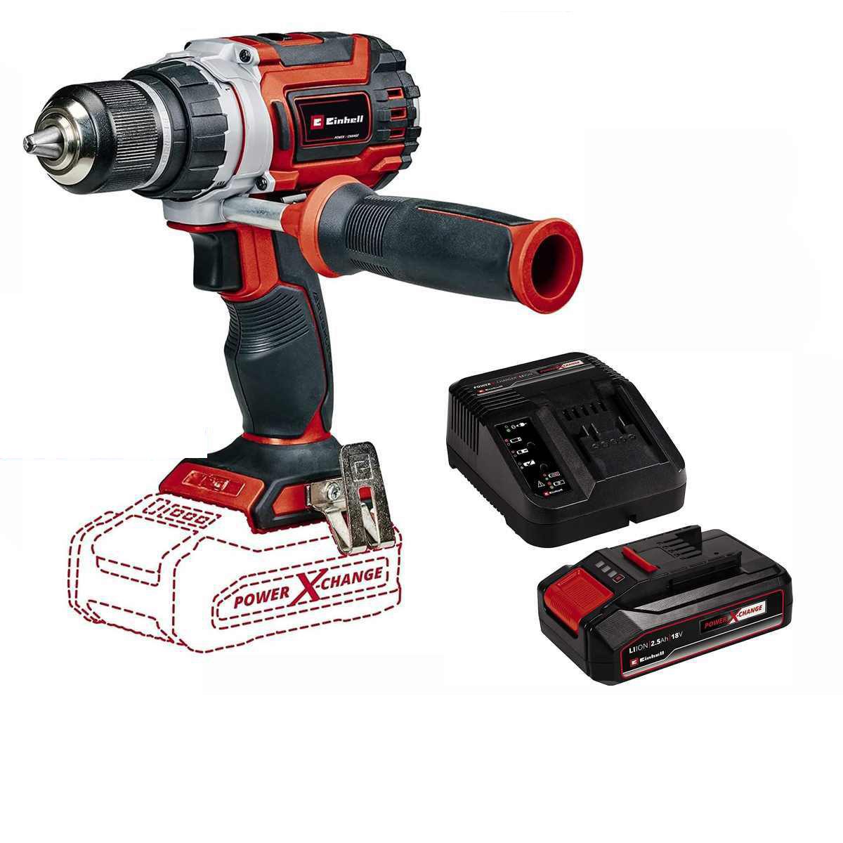 Einhell Akku-Bohrhammer Bohrschrauber TP-CD 18/60 Li BL - 18V Brushless Motor 2.5 Ah Ladegerät