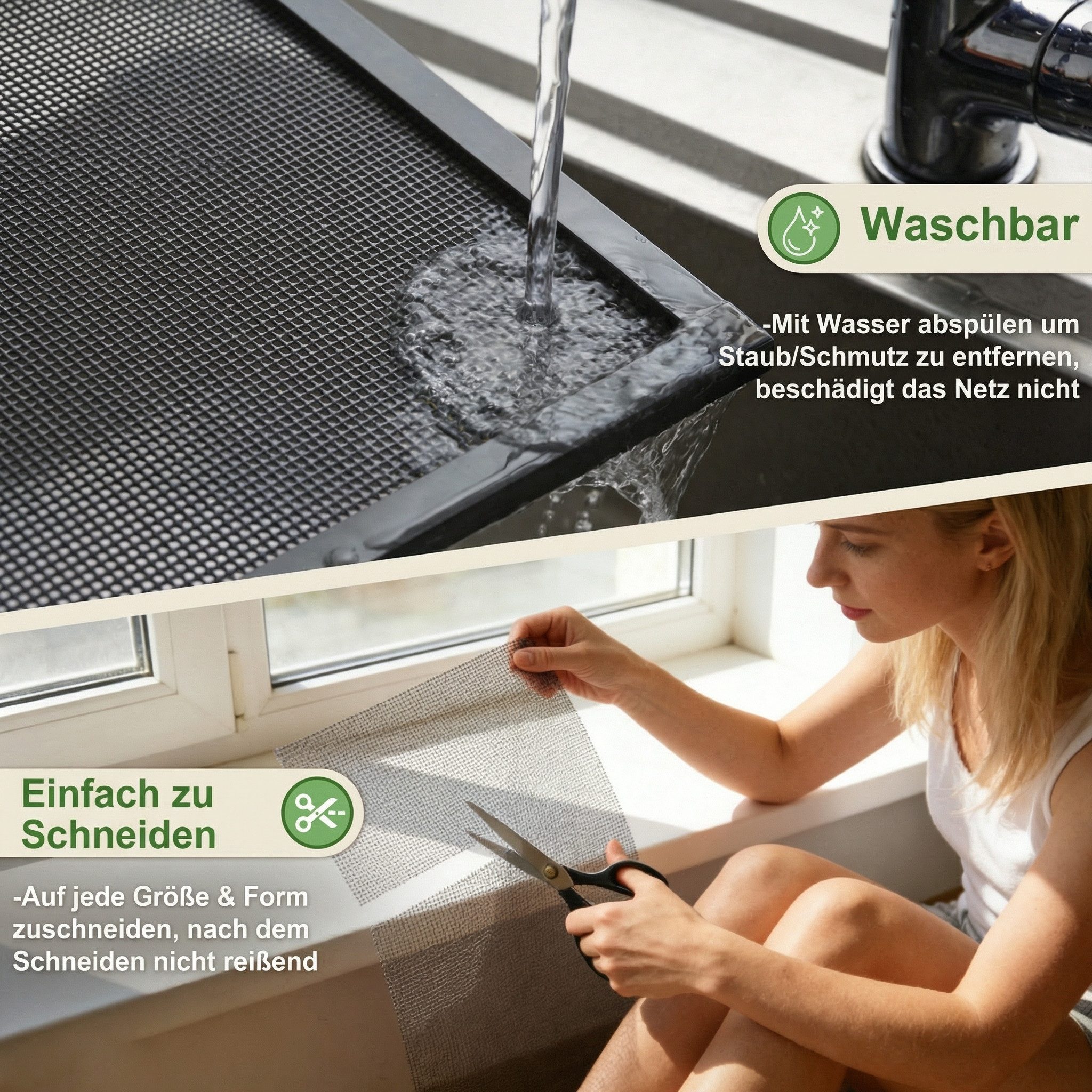 Huracan Insektenschutz-Fensterrahmen Fliegengitter Fenster Insektenschutz mit Aluminium Rahmen, (Mückengitter Fliegenschutz Spannrahmen ohne Bohren und Schraube – Bild 4 von 5