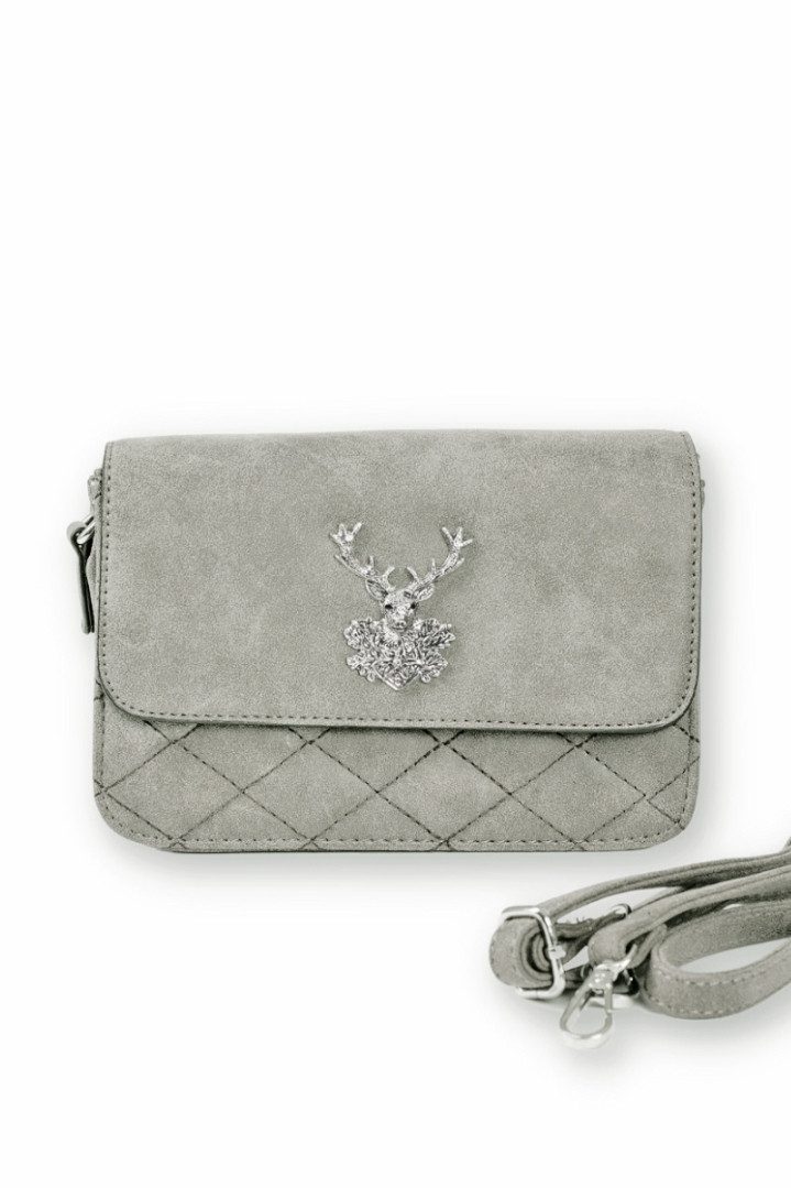 Handtasche Trachtentasche - CHRISTINA - hellgrau, grün, schwarz