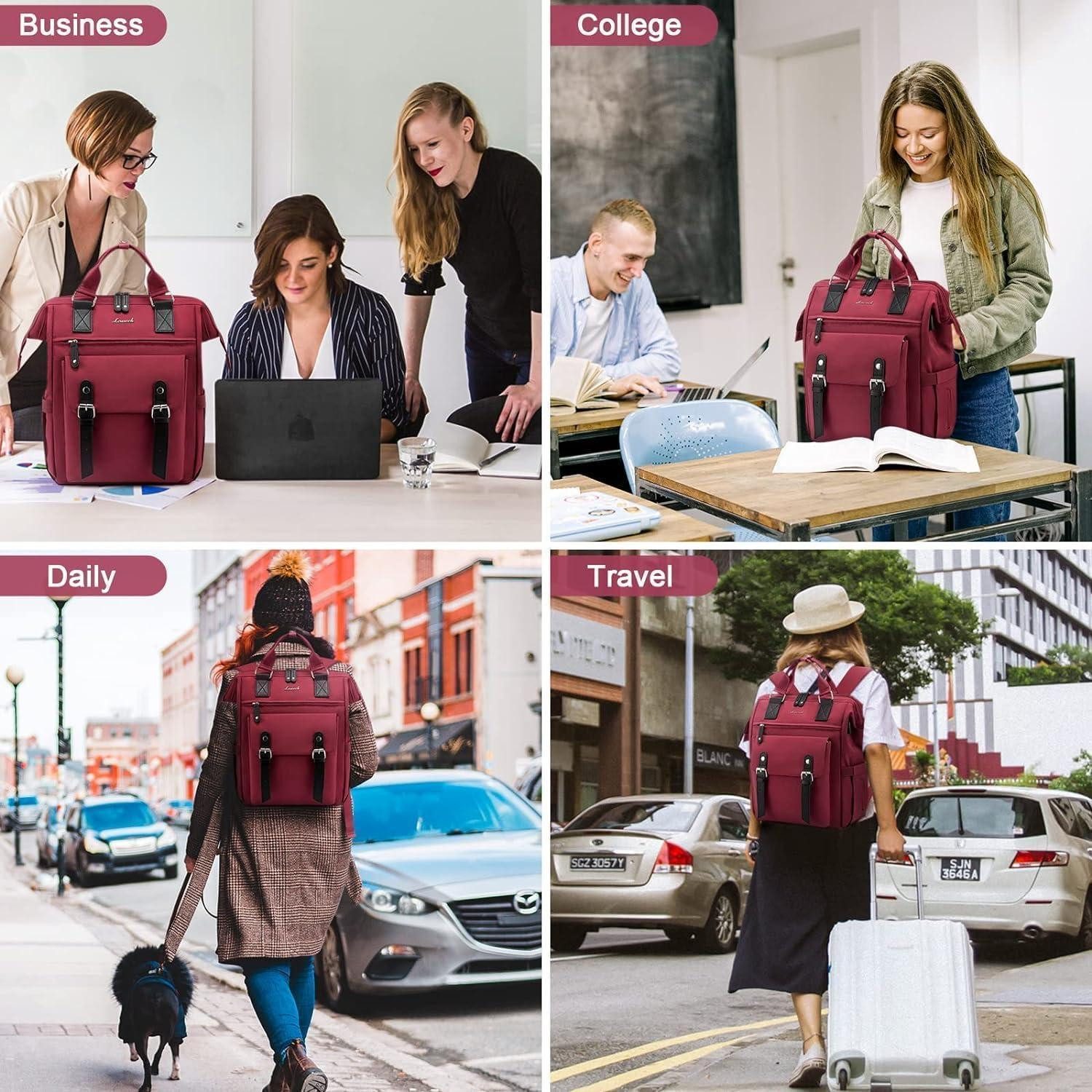 LuxusKollektion Laptoprucksack Laptop Rucksack Damen 15,6 Zoll Schulrucksack Mädchen Wasserdicht Rot
