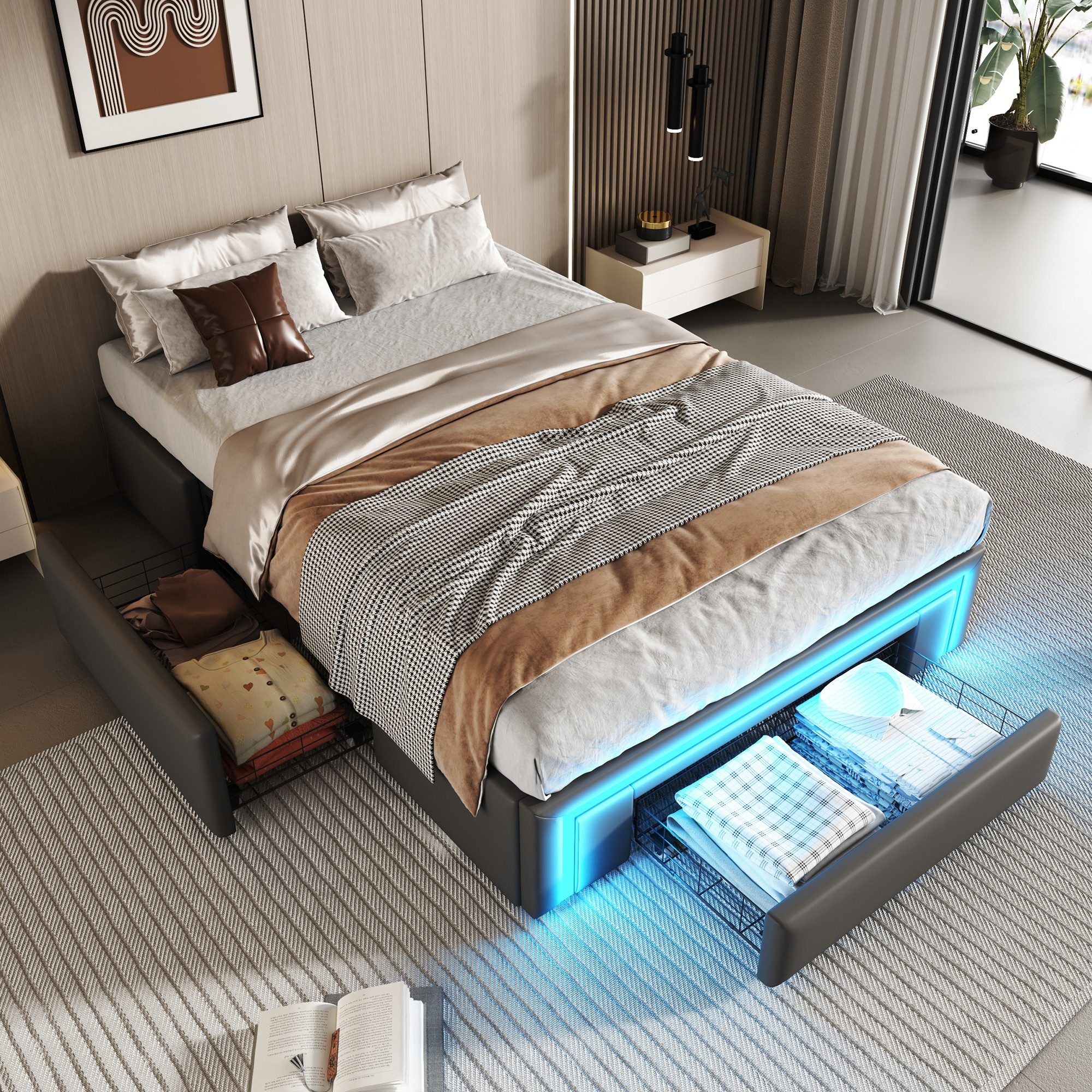 Furnishings Home Futonbett Polsterbett Stauraumbett Doppelbett günstig online kaufen