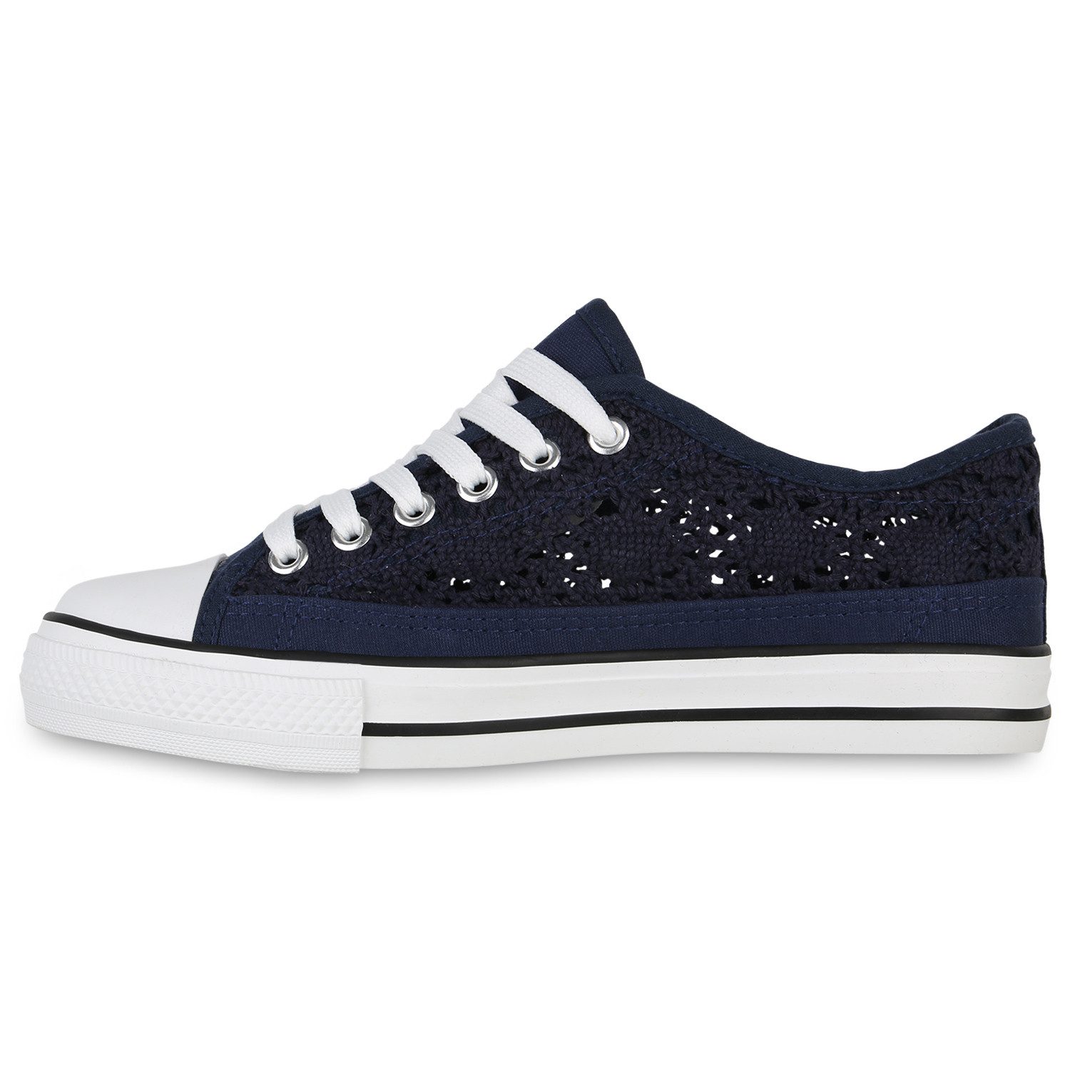 VAN HILL 840230 Sneaker Damen Sneaker Low Schnürer Strick Schnür-