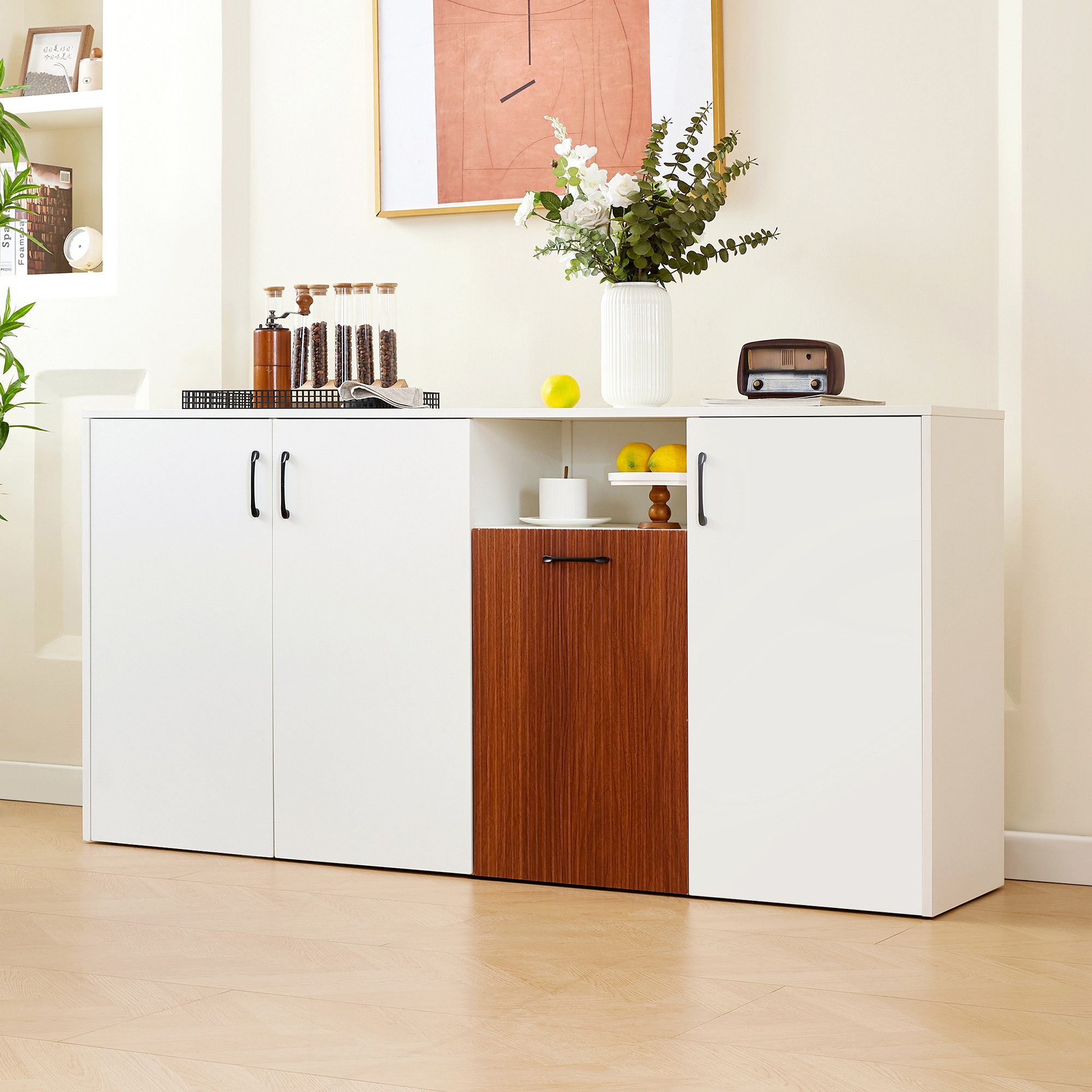 Refined Living Sideboard Schrank freistehender Holzschrank, Aufbewahrungssc günstig online kaufen