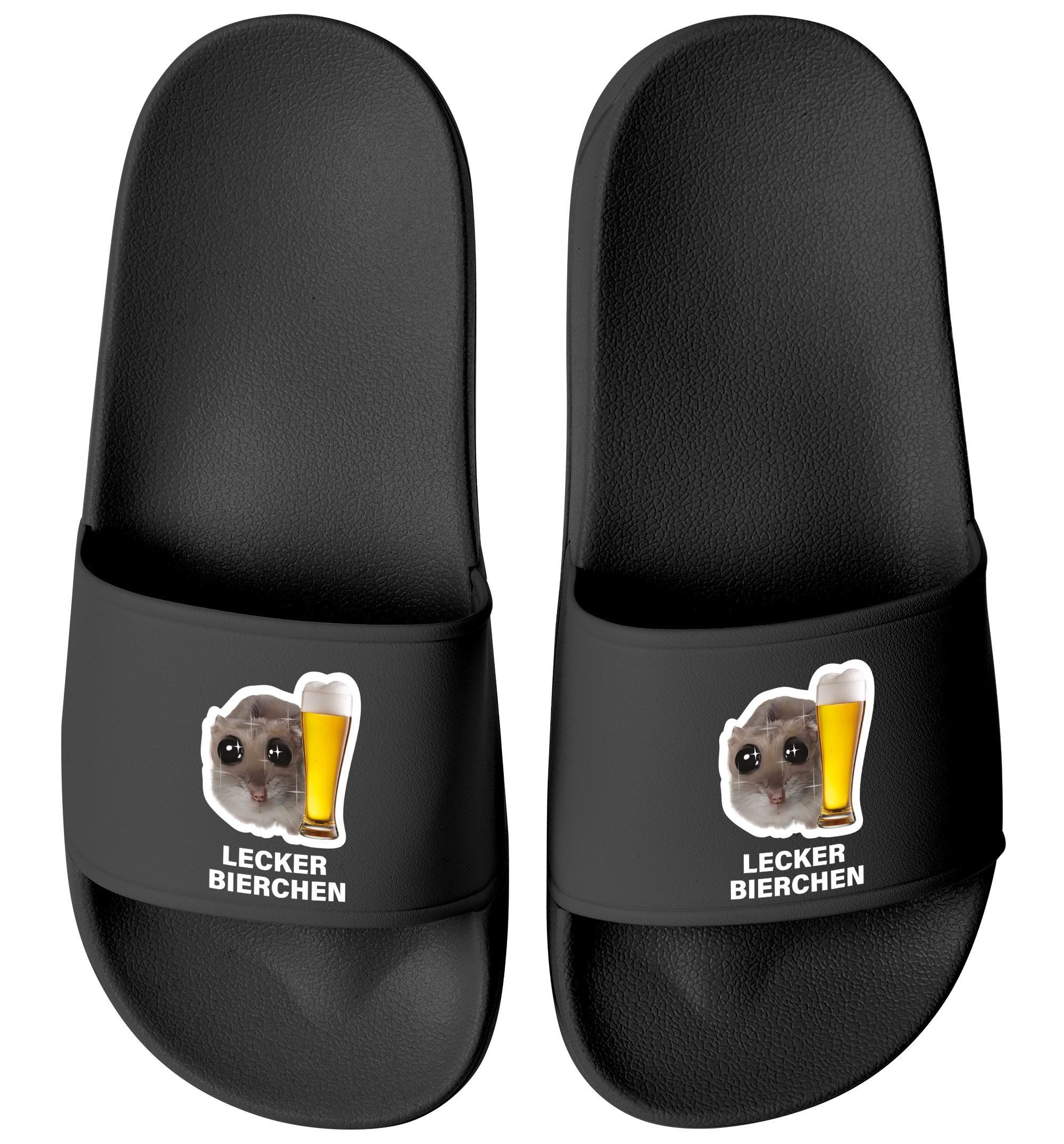 Badeschlappen Herren Damen Unisex mit Spruch Lecker Bierchen Badesandale