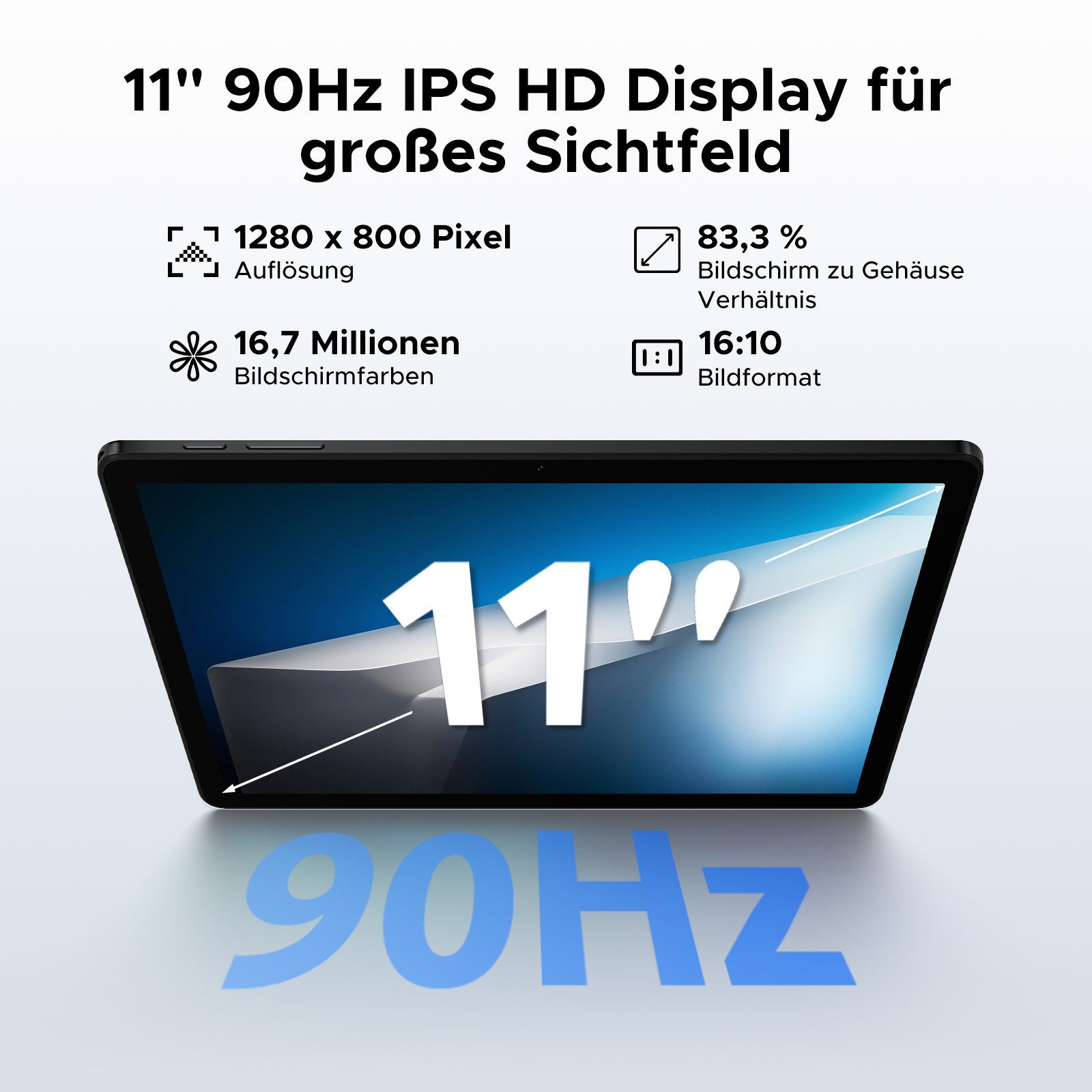 DOOGEE Tab A9 PLUS Android Tablet 11 Zoll, 4GB RAM+64GB ROM(TF 2TB) Tablet (11", 64 GB, Android 15, WiFi, WiFi5, 90Hz-1080P, WidevineL1/Face ID/OTG/GPS/Dual Speaker)