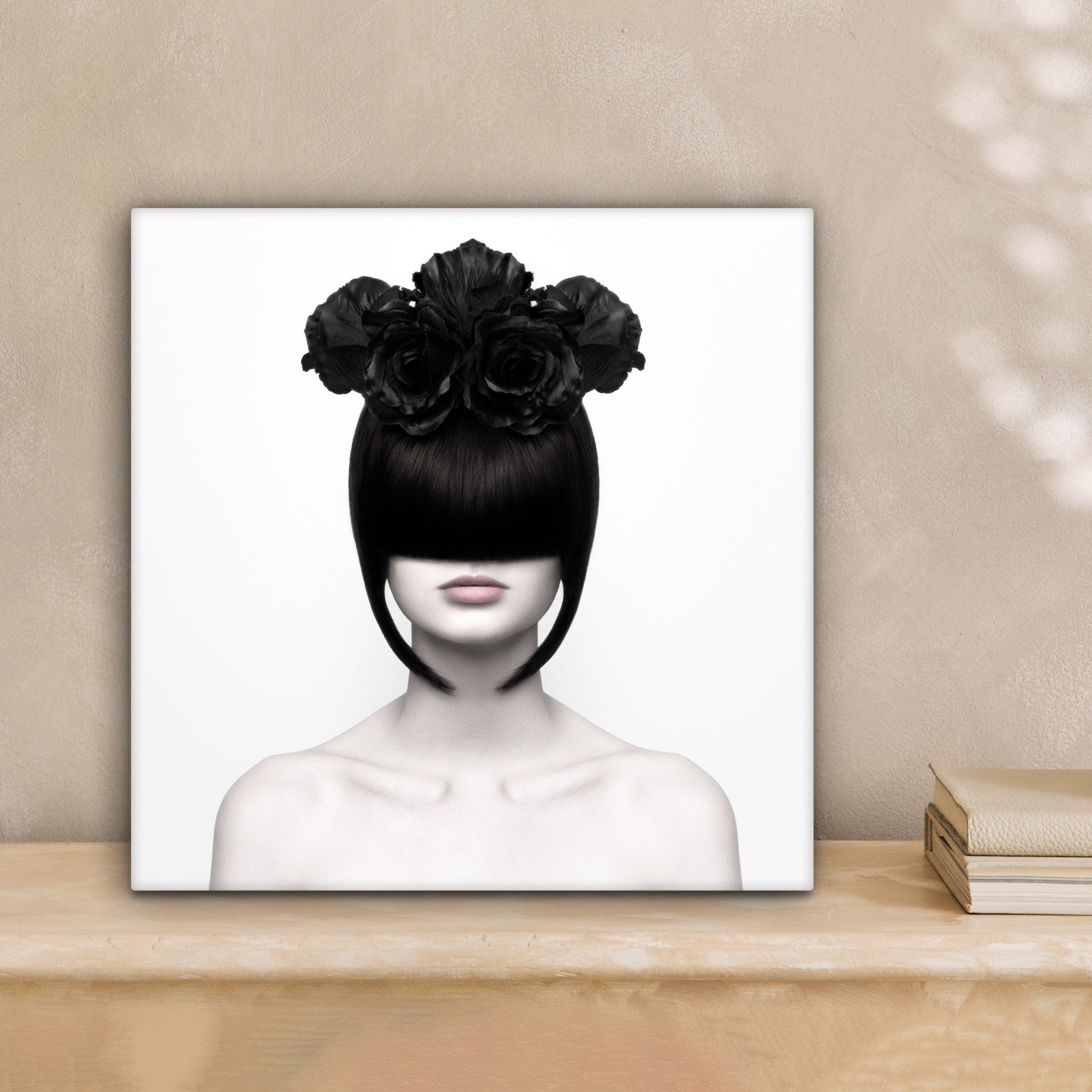 OneMillionCanvasses® Leinwandbild Porträt - Frau - Rosen - Abstrakt - Schwa günstig online kaufen