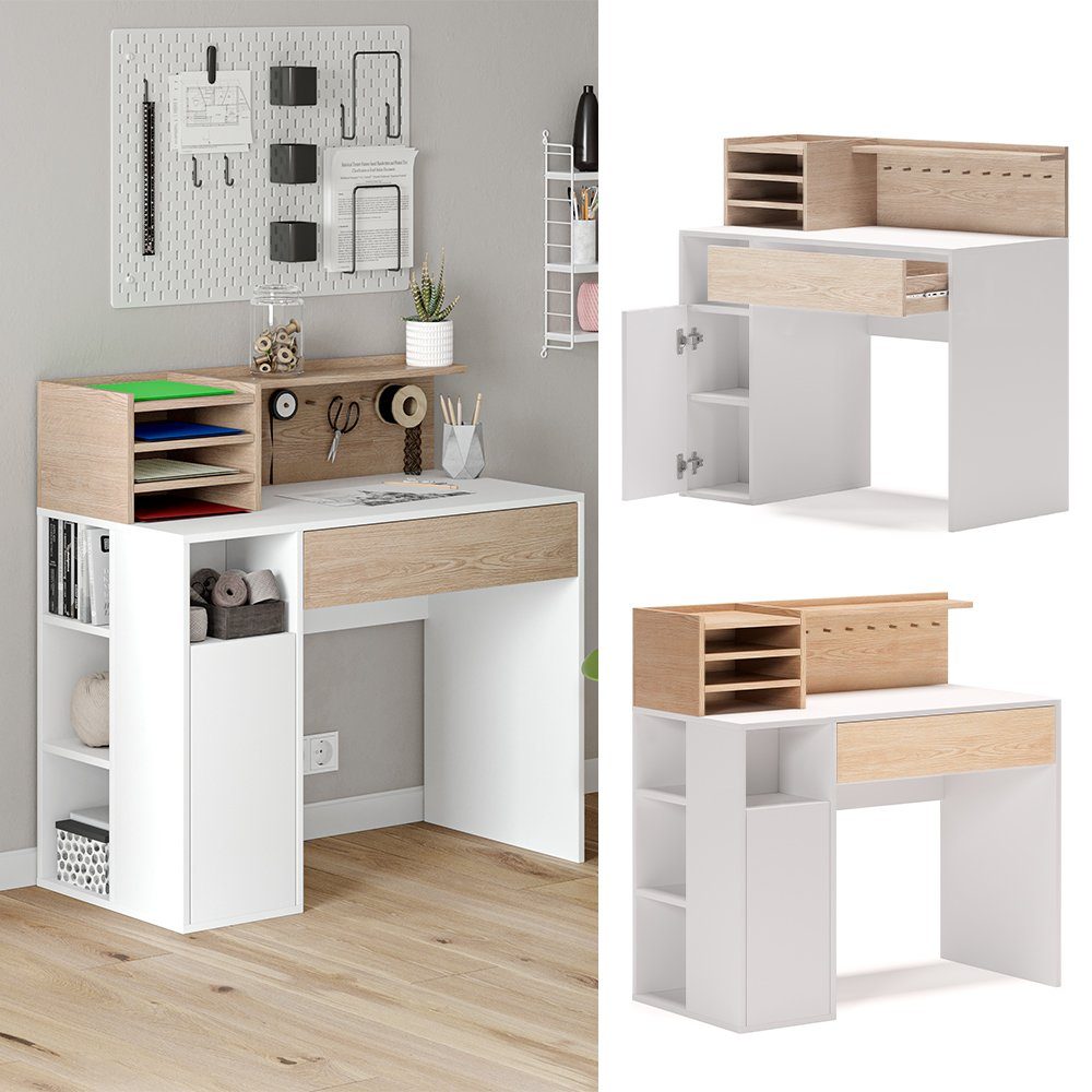 Vicco Schreibtisch, Weiß/Sonoma, 100 x 50 günstig online kaufen