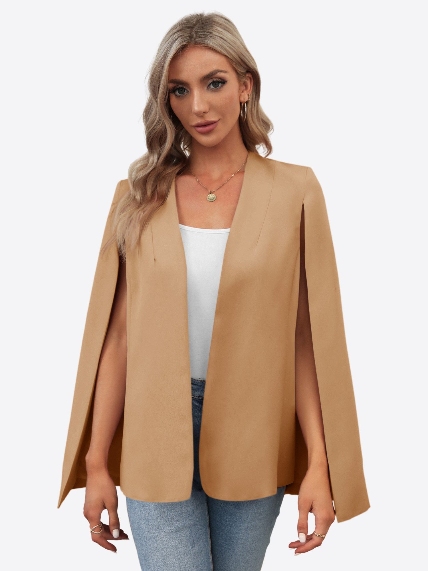 Imily Bela Jackenblazer Damen Cape Blazer (Packung, 1-tlg., 1per-Pack) Gespaltene Ärmel