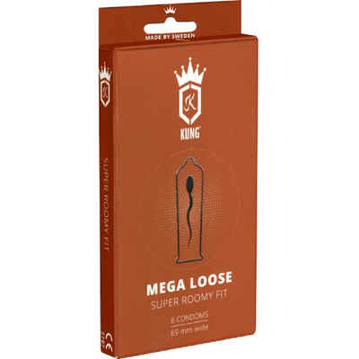 KUNG XXL-Kondome Mega Loose - Super Roomy Fit (69mm) Packung mit, 6 St., Kondome mit 69mm Breite, extrem große Kondome für den dicken Penis