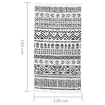 Teppich Teppich Schwarz und Weiß 120x180 cm Baumwolle, vidaXL, Rechteckig