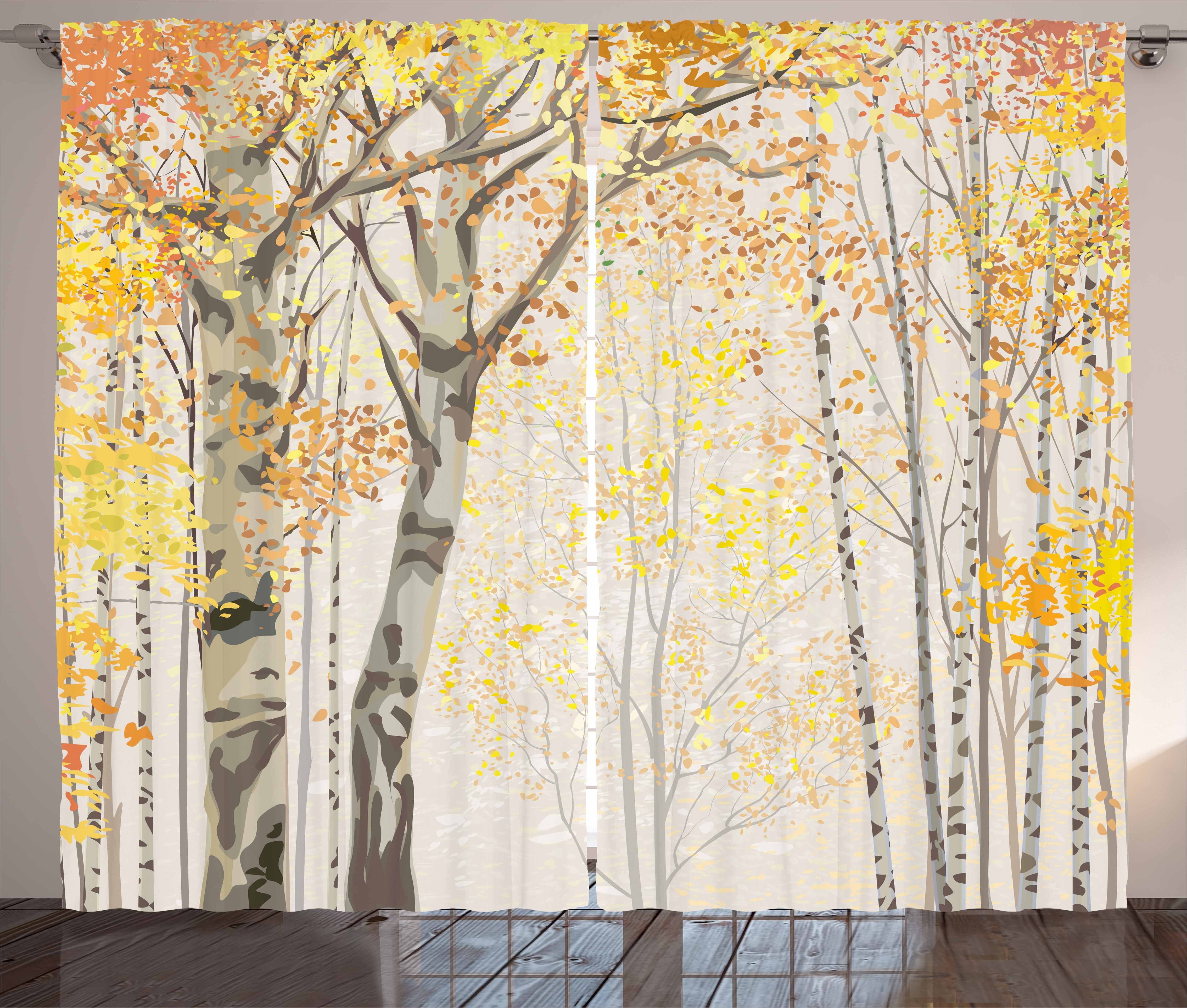 Gardine Schlafzimmer Kräuselband Vorhang mit Birch Haken, im Abakuhaus, und Herbst Wachstum Herbst Schlaufen