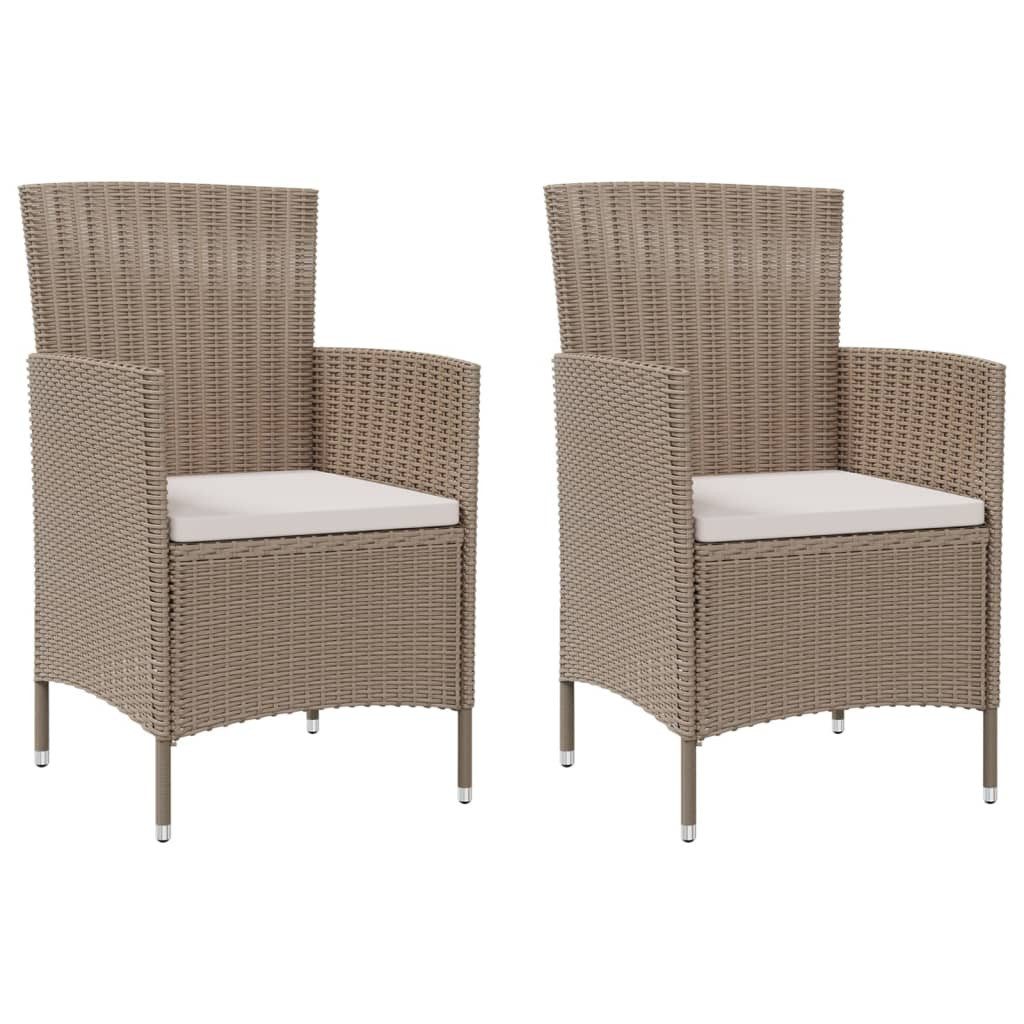 furnicato Gartenstuhl Gartenstühle mit Kissen 2 Stk. Poly Rattan Beige (2 St)
