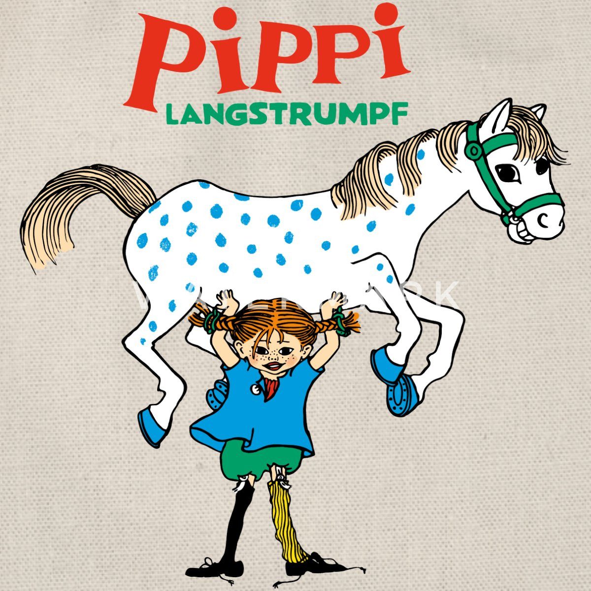 Spreadshirt Turnbeutel Pippi Langstrumpf Pippi Hebt Kleiner Onkel Turnbeutel (1-tlg)