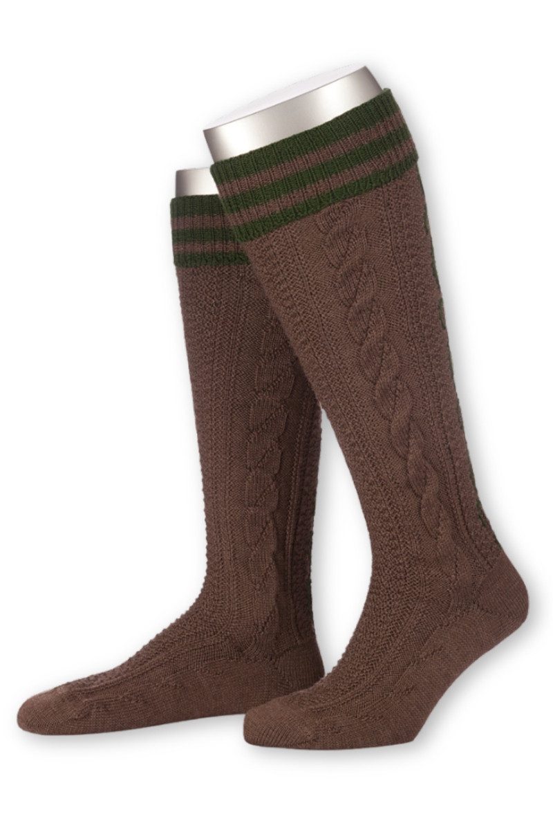 Trachtensocken Trachten Kniestrümpfe - L18995 - hellgrau, mittelbraun, natur