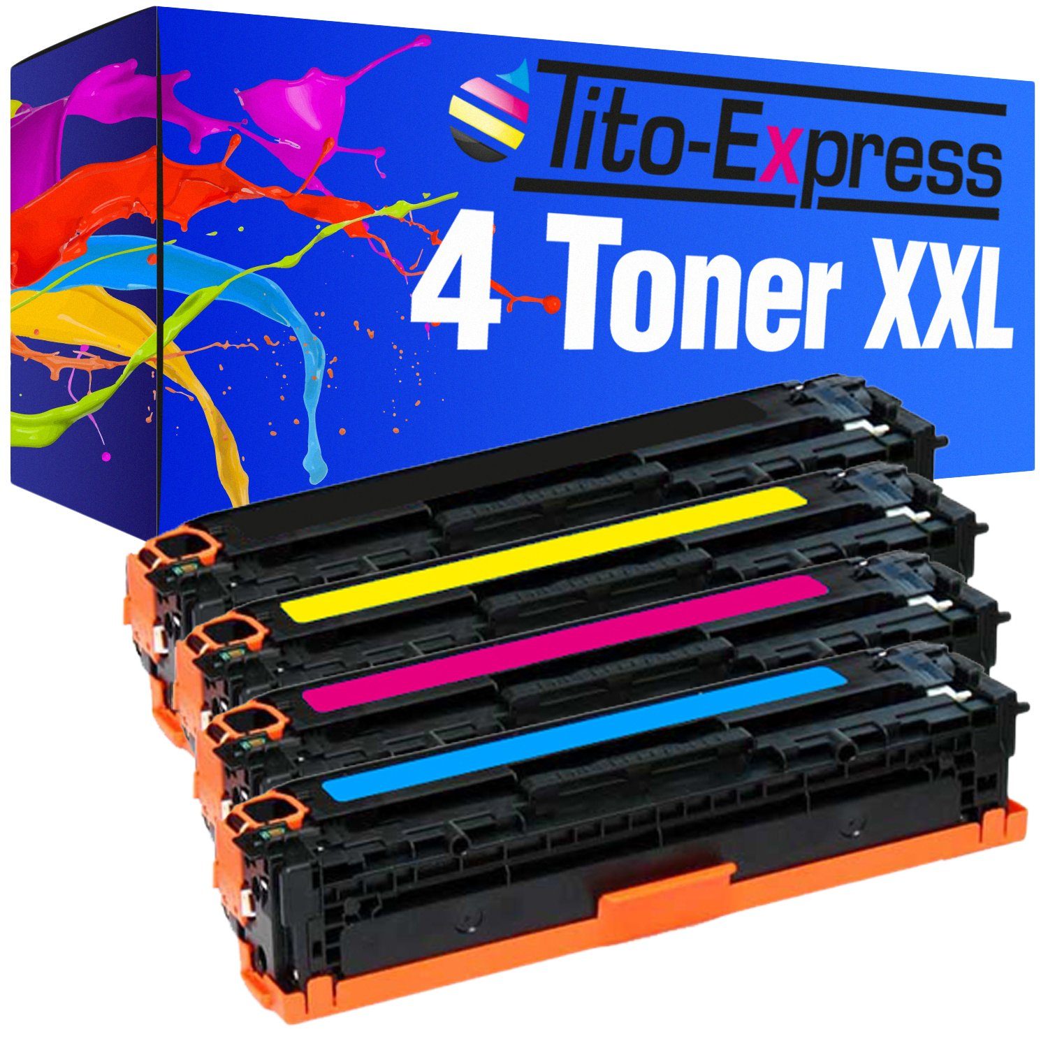 Tito-Express Tonerpatrone 4er Set ersetzt HP CB540A CB541A CB542A CB543A HP 125A, (Multipack, 1x Black, 1x Cyan, 1x Magenta, 1x Yellow), für Color Laserjet CM1312 MFP CM1300 Series CM1512A CM1500 Series
