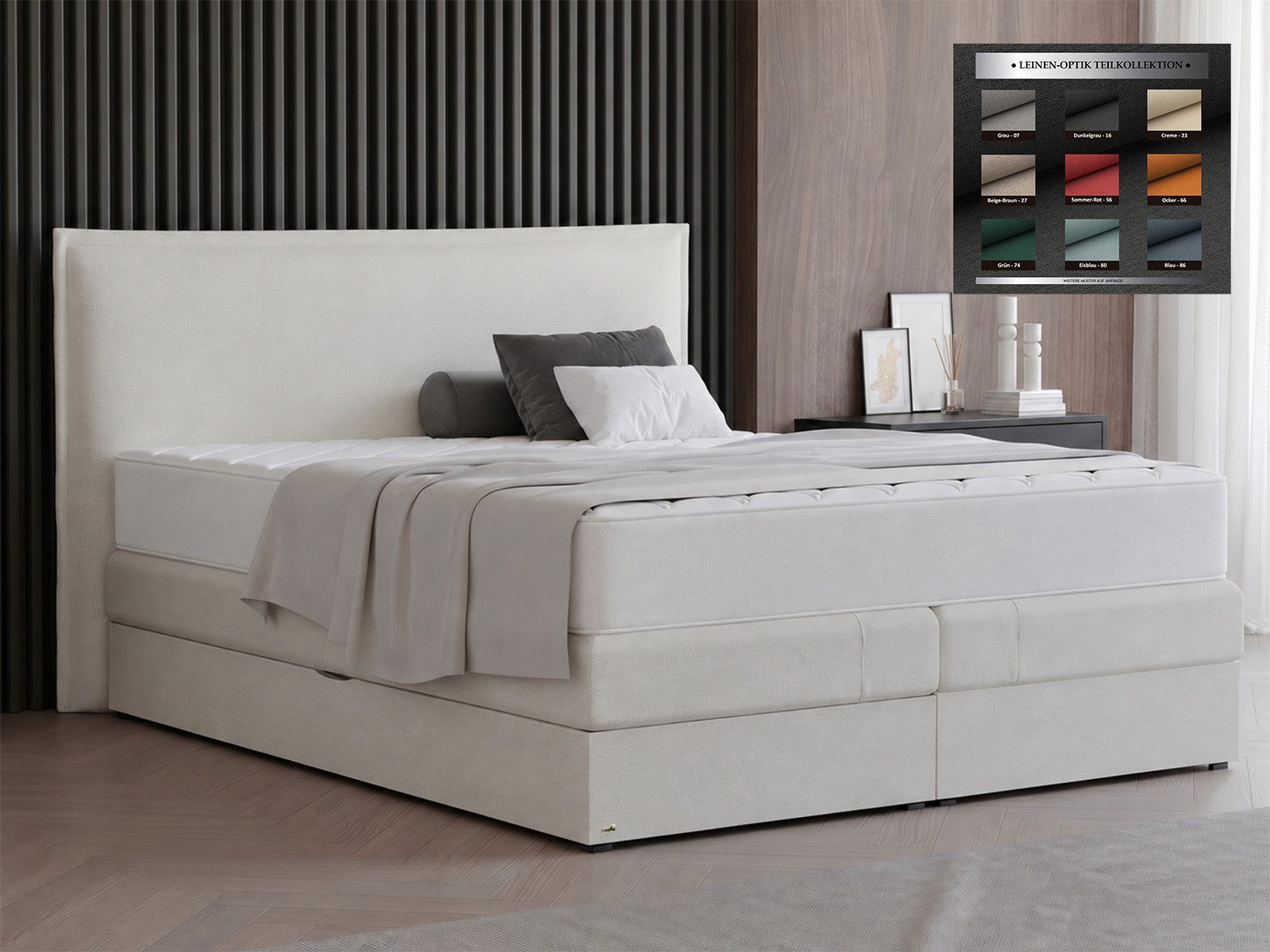 PAARA Boxspringbett mit Bettkasten, Matratze und Topper integriert - Modell Madrid, mit innovativem Belüftungssystem
