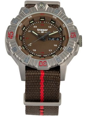 Traser Schweizer Uhr Traser H3 110669 Tactical Braun Titan Herrenuhr 46