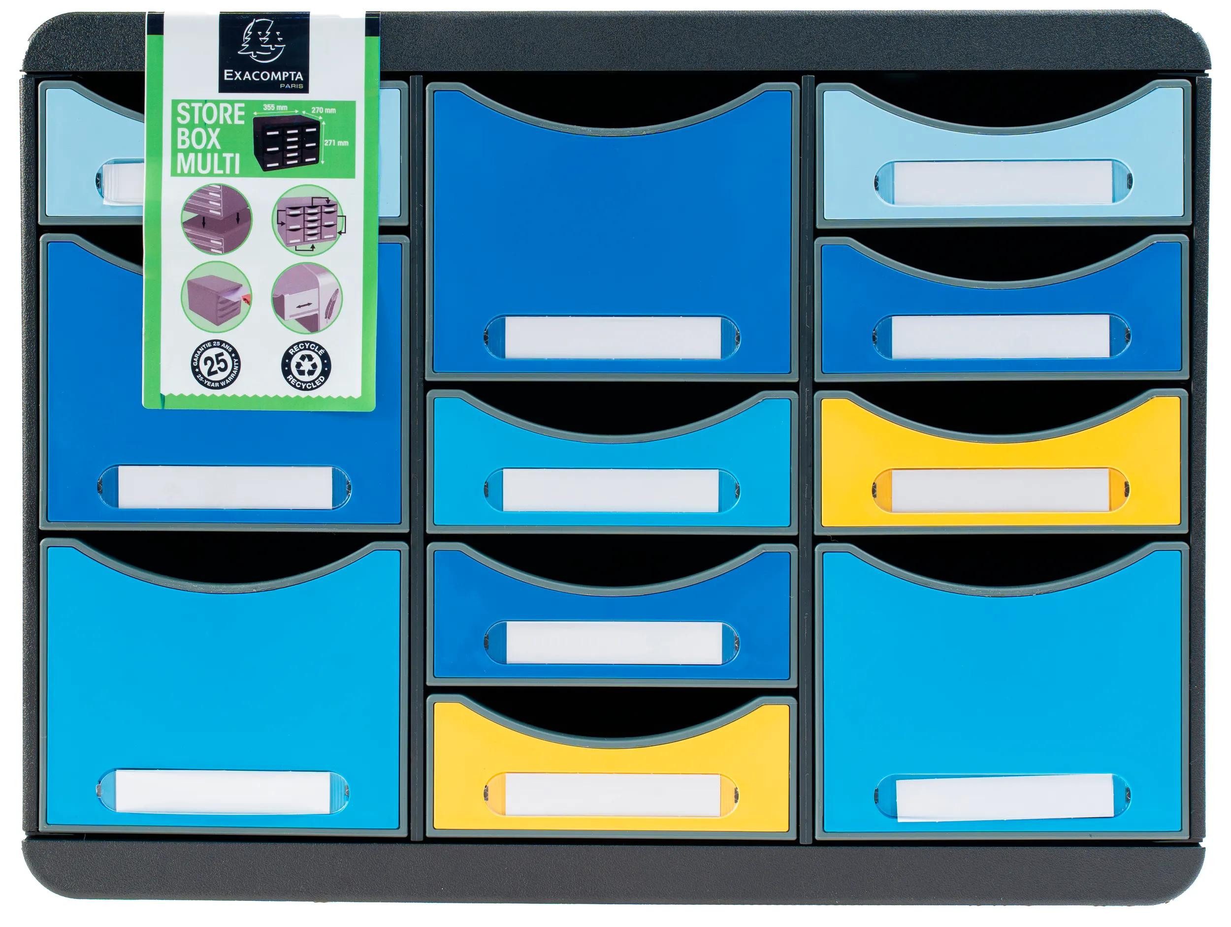 EXACOMPTA Schubladenbox Schubladenbox STORE BOX MULTI 11 offene Schubladen sortiert 3137202D, Schubladenboxen