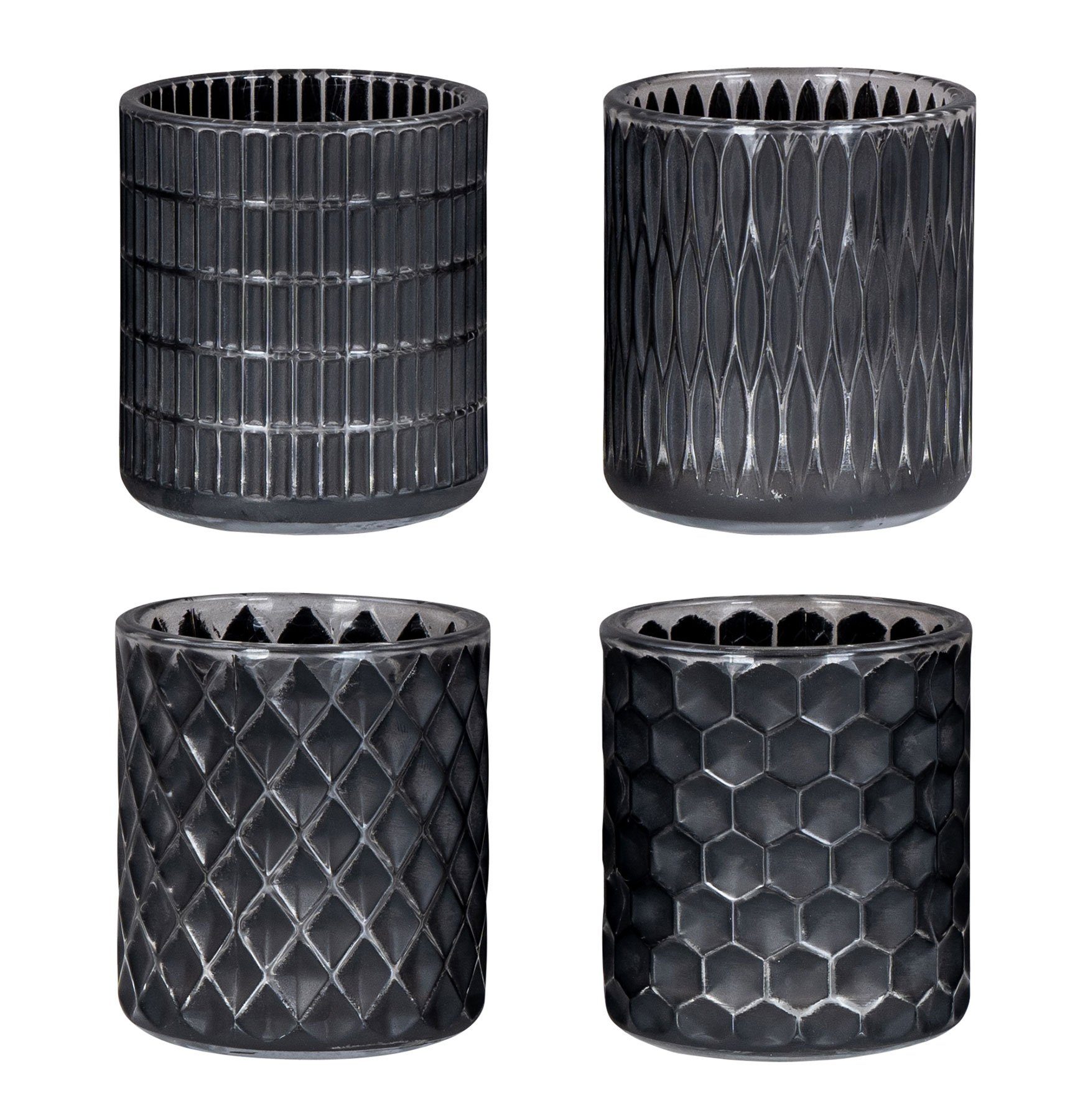 Levandeo® Teelichthalter, 4er Set Teelichthalter Schwarz Glas Windlicht Tis günstig online kaufen