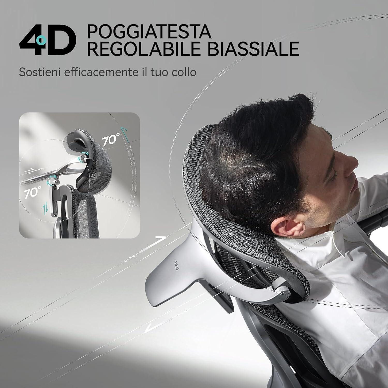 LuxusKollektion Bürostuhl Ergonomischer Bürostuhl mit 3-Zonen Lendenwirbelstütze & 4D Kopfstütze