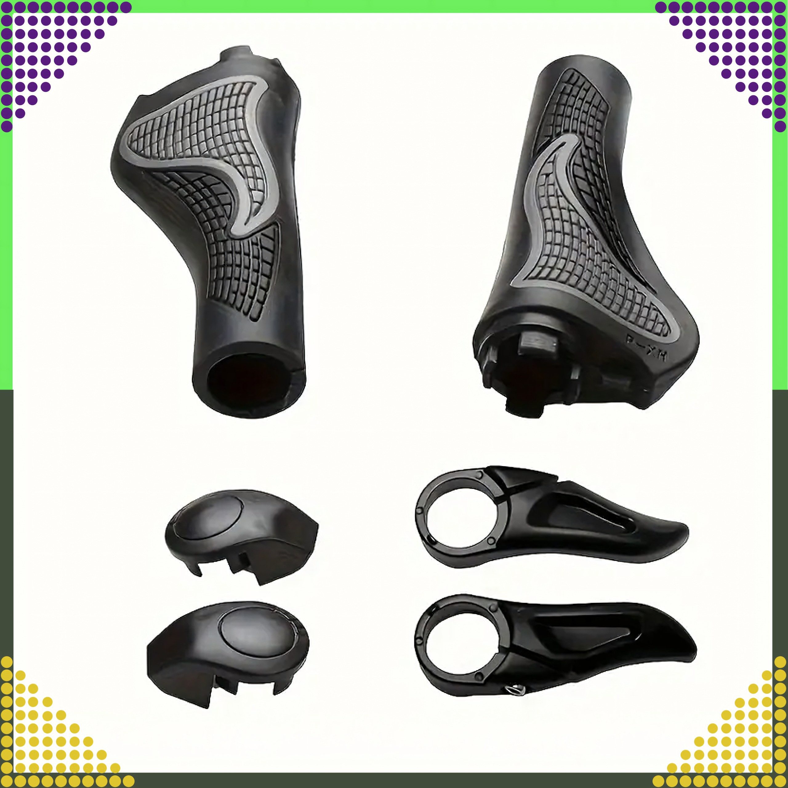 Realb2b Fahrradlenkergriff Fahrradgriffe mit Ecken ergonomisch rutschfest Aluminium MTB 2-teilig (Lenkergriff-Set für MTB, Trekking und E-Bike aus Gummi und Alu – Bild 3 von 5