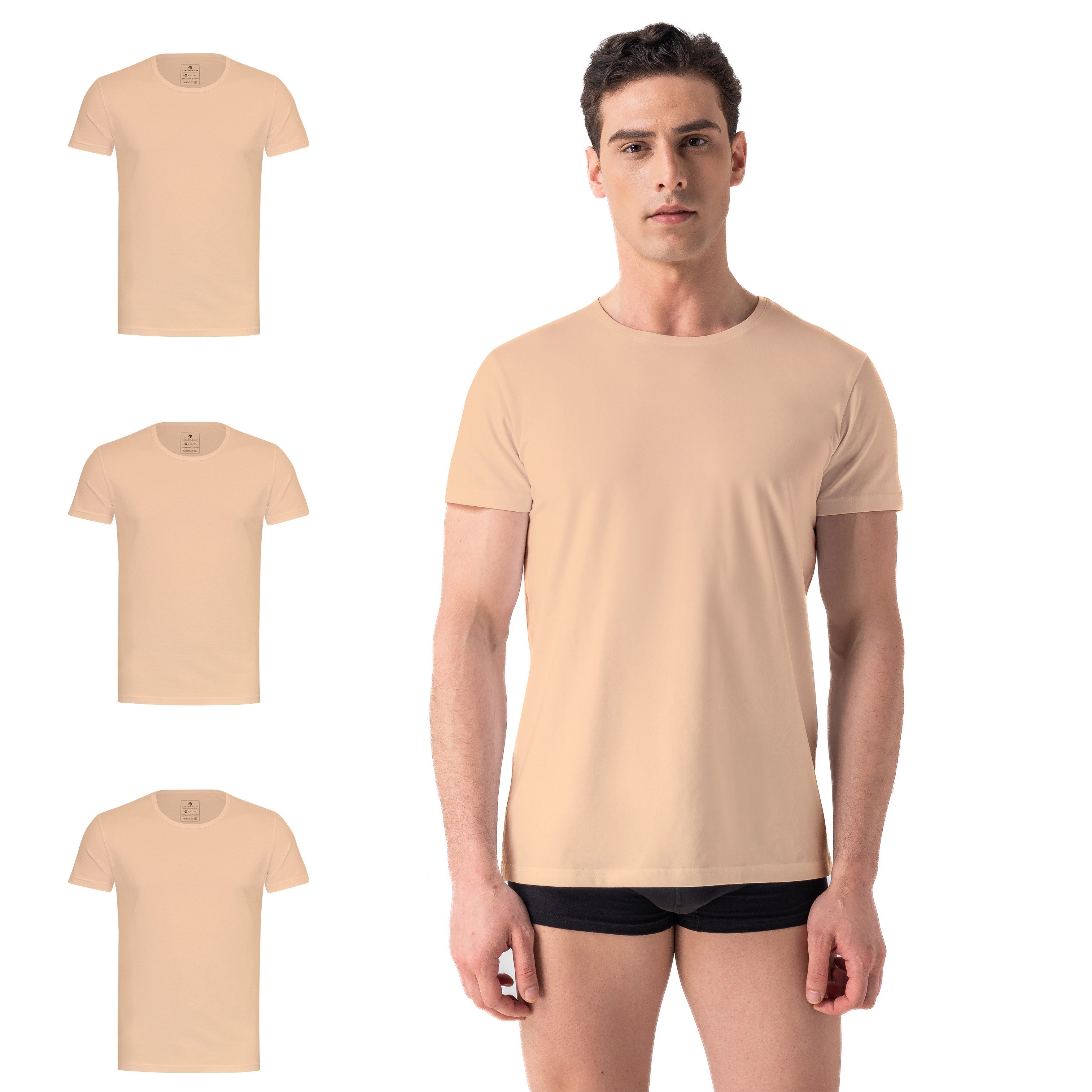 Burnell & Son Unterhemd T-Shirt Business mit Kurzarm und Rundhals für Herren aus Baumwolle (Packung, Set, Spar-Pack, Spar-Packung, Spar-Set, 3-St., 3er-Pack) Feinripp, extra lang
