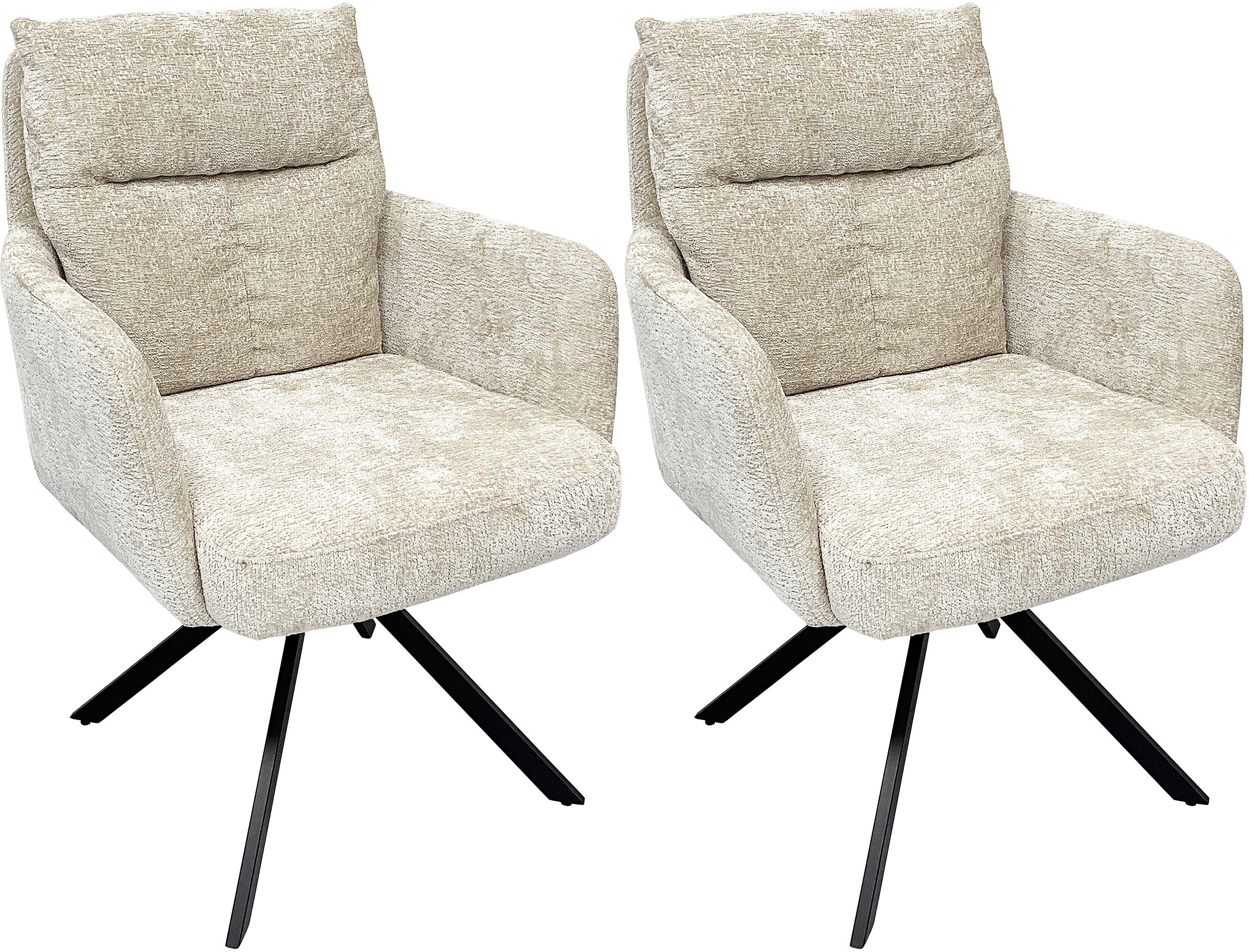 OTTO home Esszimmerstuhl Darrin (Set, 2 St), Chenille Bezug, schwarzes Metallgestell