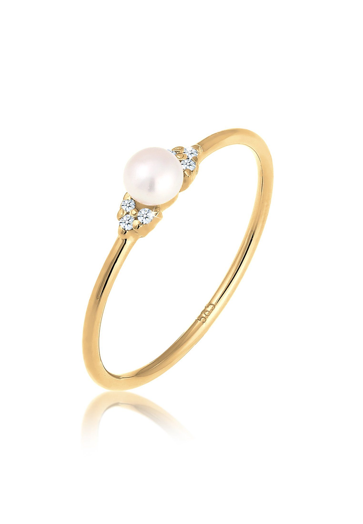 Gelbgold Elli 585 Verlobungsring Diamant Verlobung Perle (0.03 ct) DIAMONDS