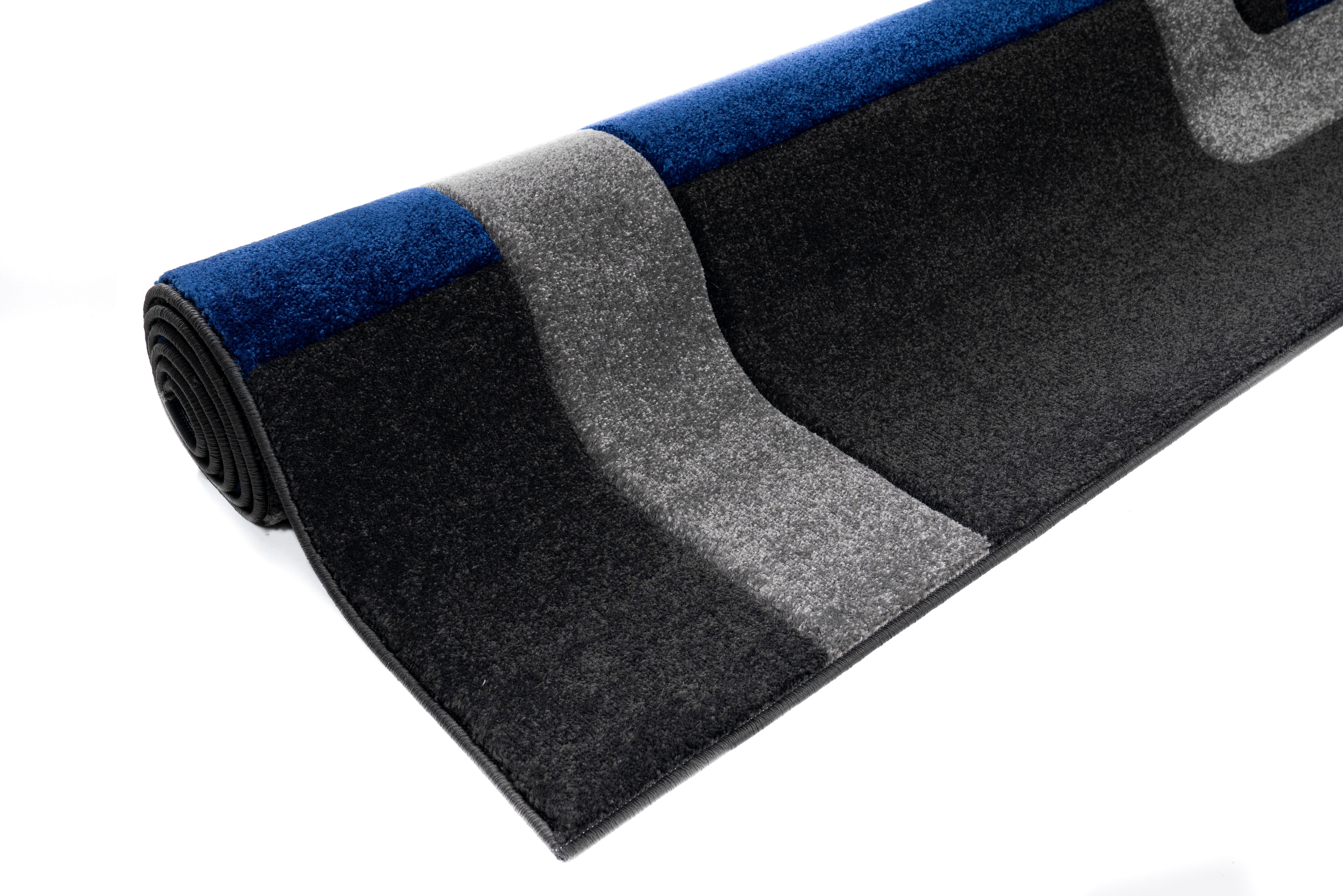 Teppich Maxim, my blau/grau rechteckig, 13 mm, home, Höhe: Kurzflor, Hoch-Tief-Effekt, 3D-Design