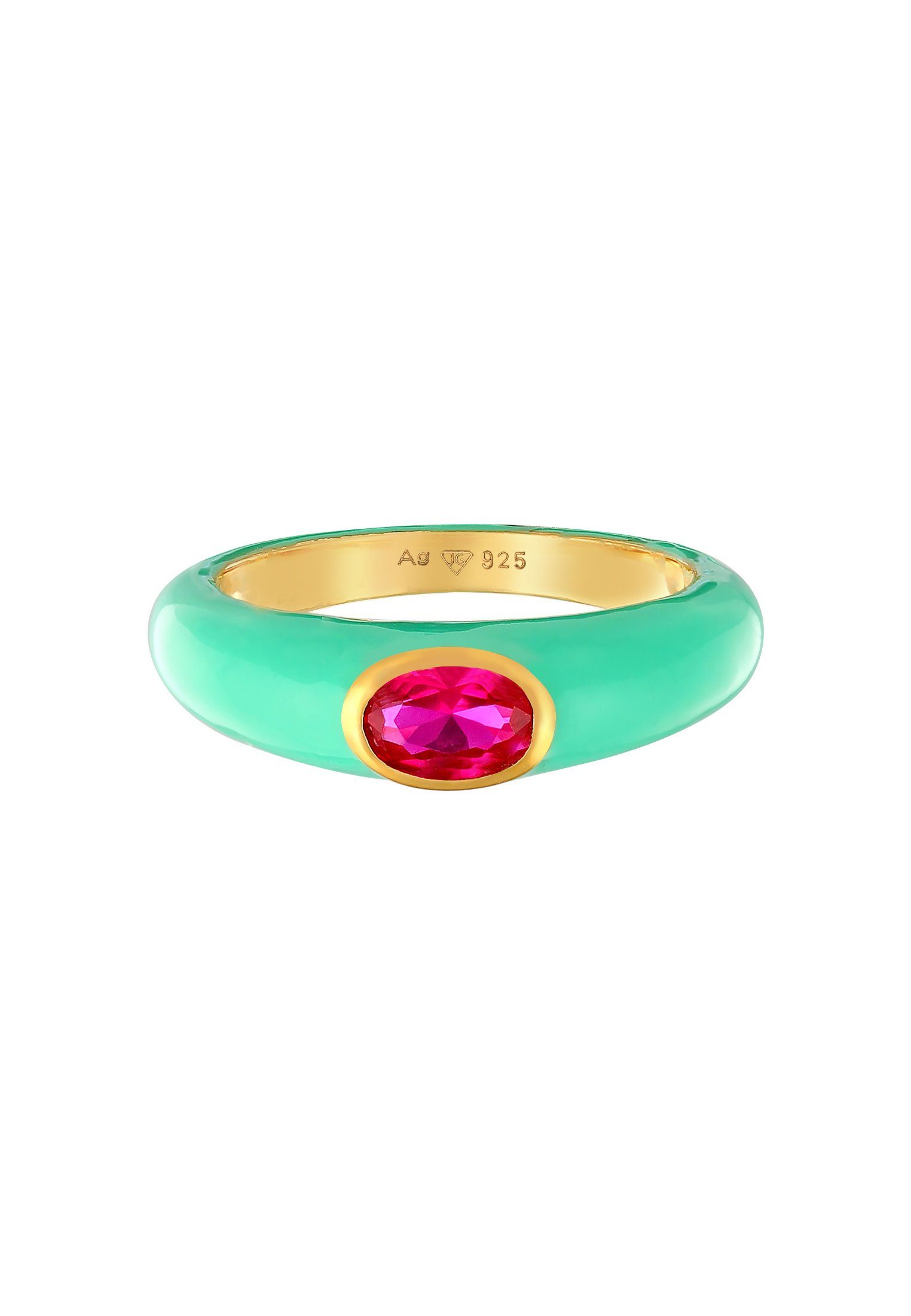 Elli Fingerring Zirkonia Oval Solitär Emaille 925 Silber günstig online kaufen