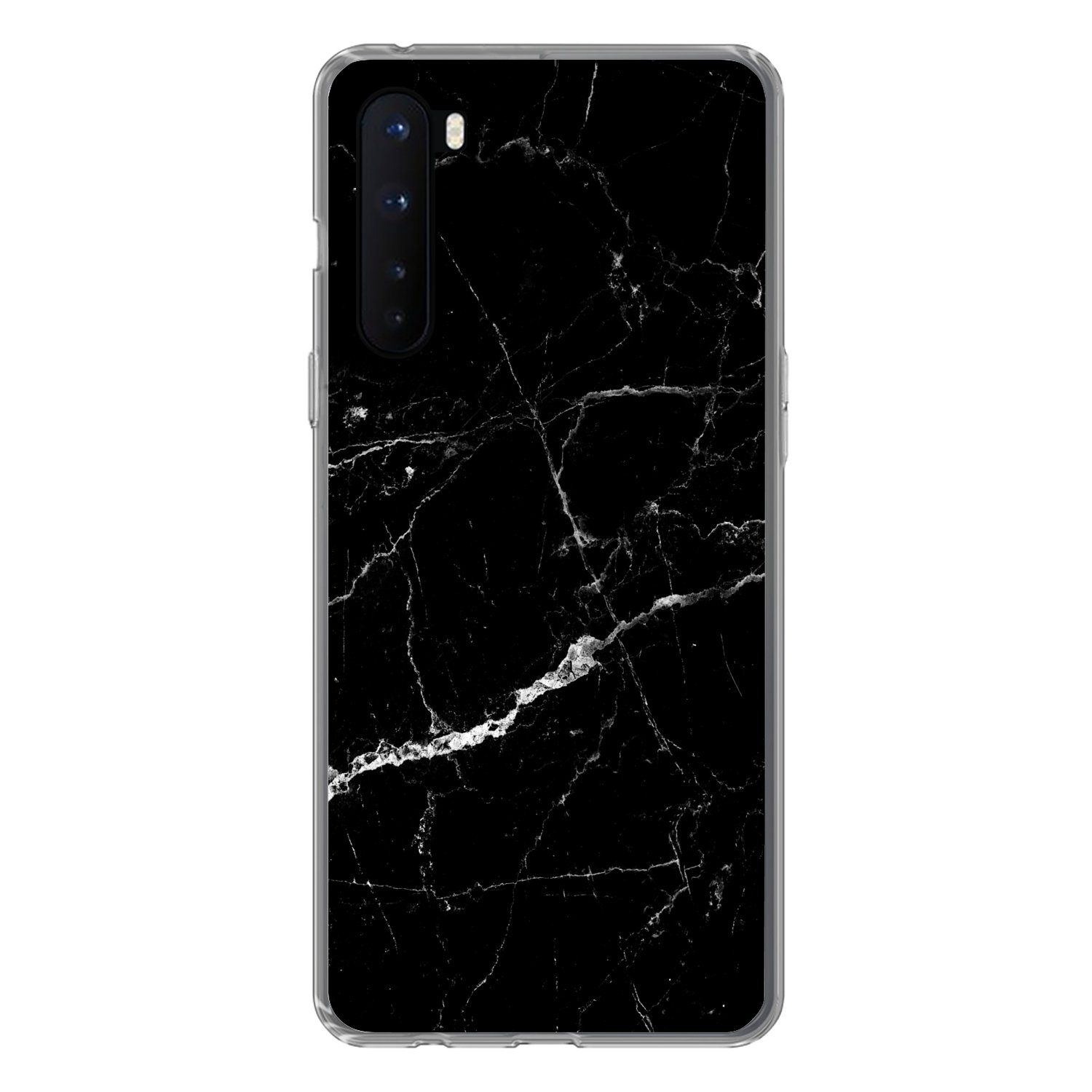MuchoWow Handyhülle für OnePlus Nord Marmoroptik - Schwarz - Luxus, Phone Case, Silikon, Schutzhülle Dünn