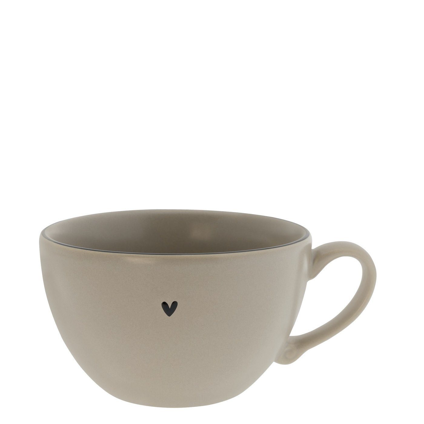 Bastion Collections Tasse Tasse mit Henkel Keramik schwarz Keramik matt Heart titane H8cm