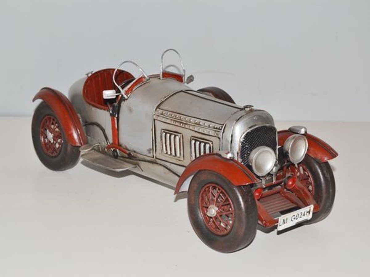JS GartenDeko Modellauto Blechauto Modellauto Oldtimer Automarke Bentley 1927 Roadster L 33 cm