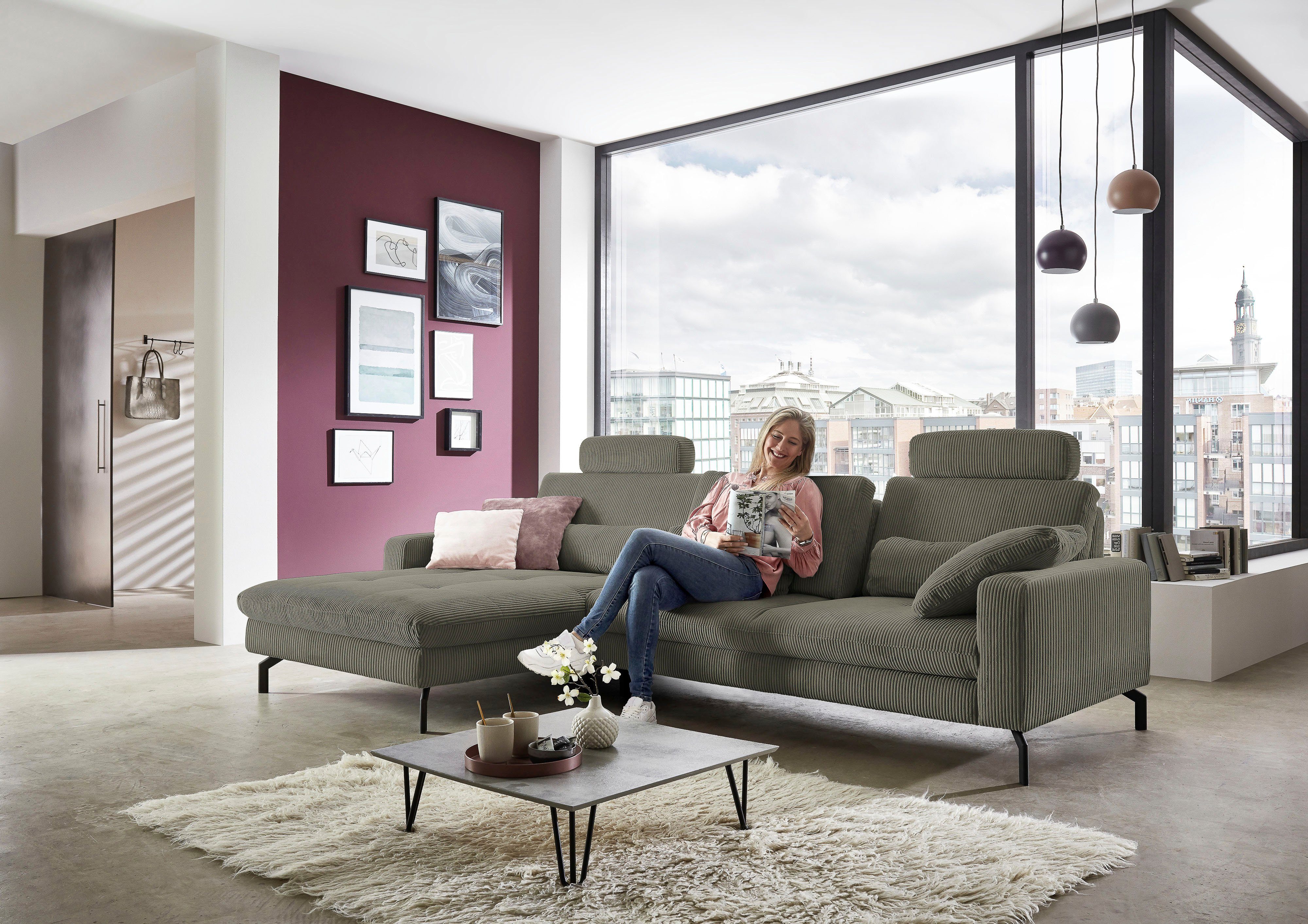 Die PlanBar Ecksofa "MP-IN20110 L-Form mit Federkern-Polsterung", optional günstig online kaufen