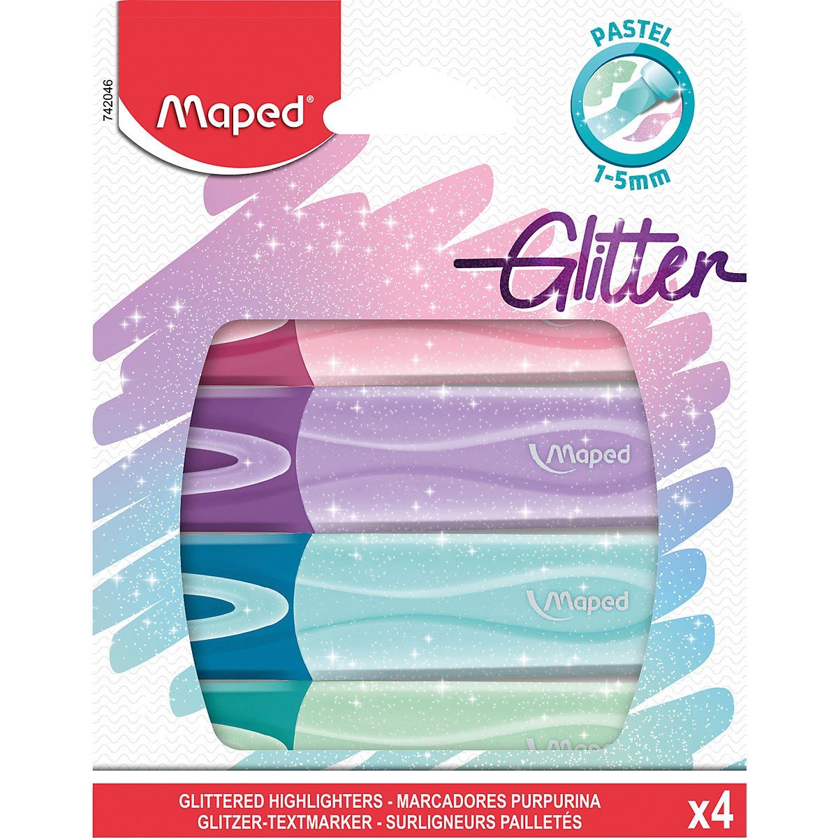 MAPED Marker Textmarker FLUO PEPS GLITTER, 4 Farben