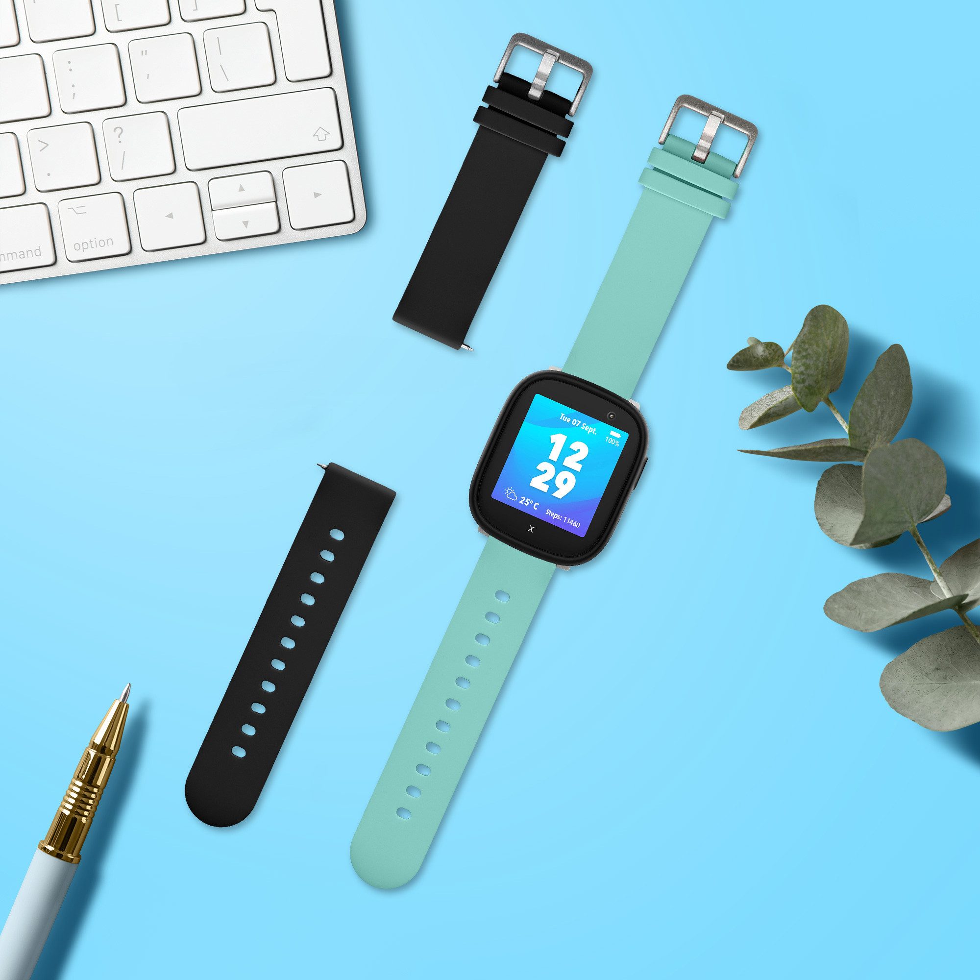 kwmobile 2x Band für Xplora X6 Play Smartwatch, 2-tlg., Silikon Fitnesstracker Ersatz Sportarmband - Größe S